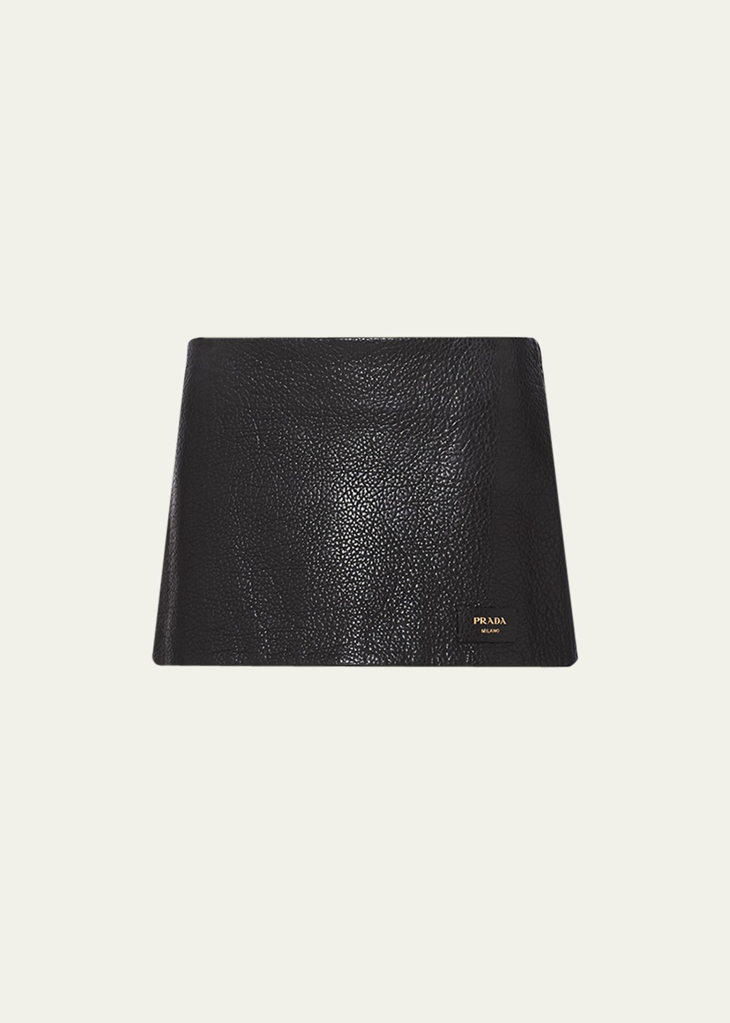 Prada Low-rise Leather Miniskirt In F0002 Nero