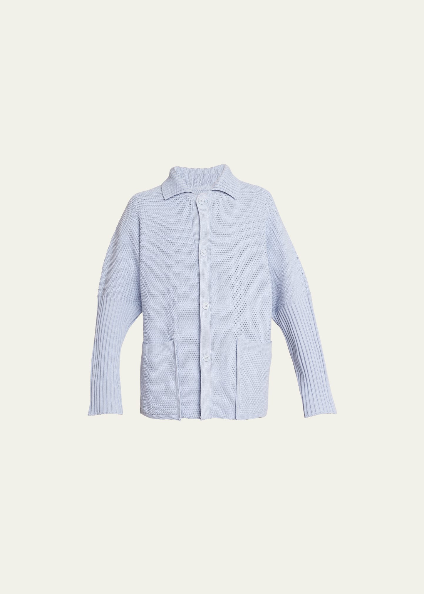 Issey Miyake Men's Button-front Knit Shirt In Blue