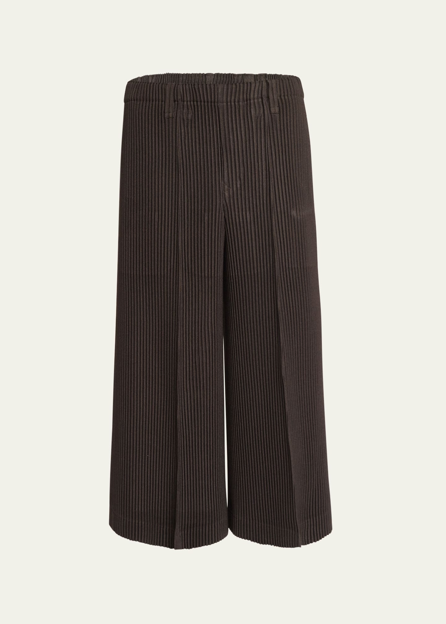 Issey Miyake Men's Pleated Polyester Cropped Pants In Brown