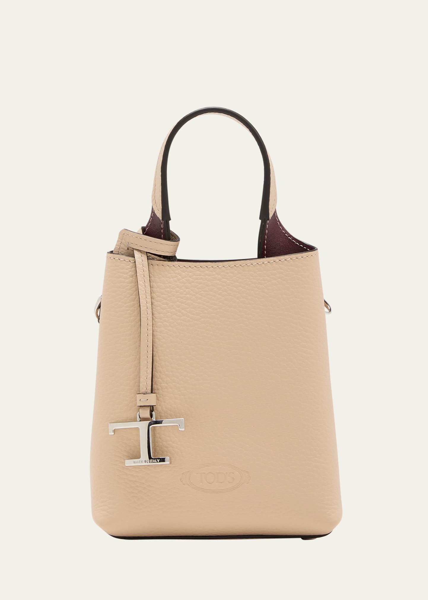 Tod's Micro Leather Tote Bag In C600 Naturale R80