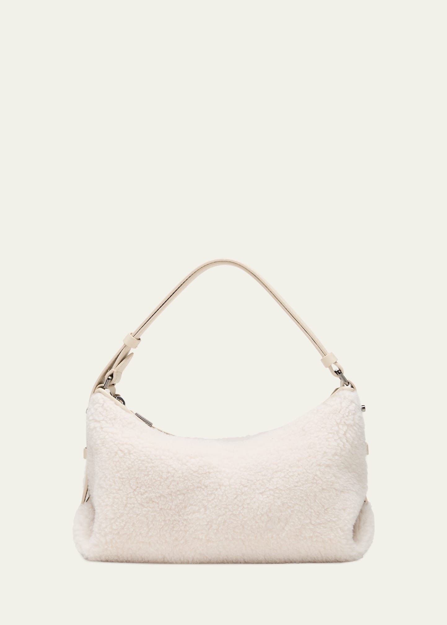 Brunello Cucinelli Virgin Wool Shoulder Bag In White