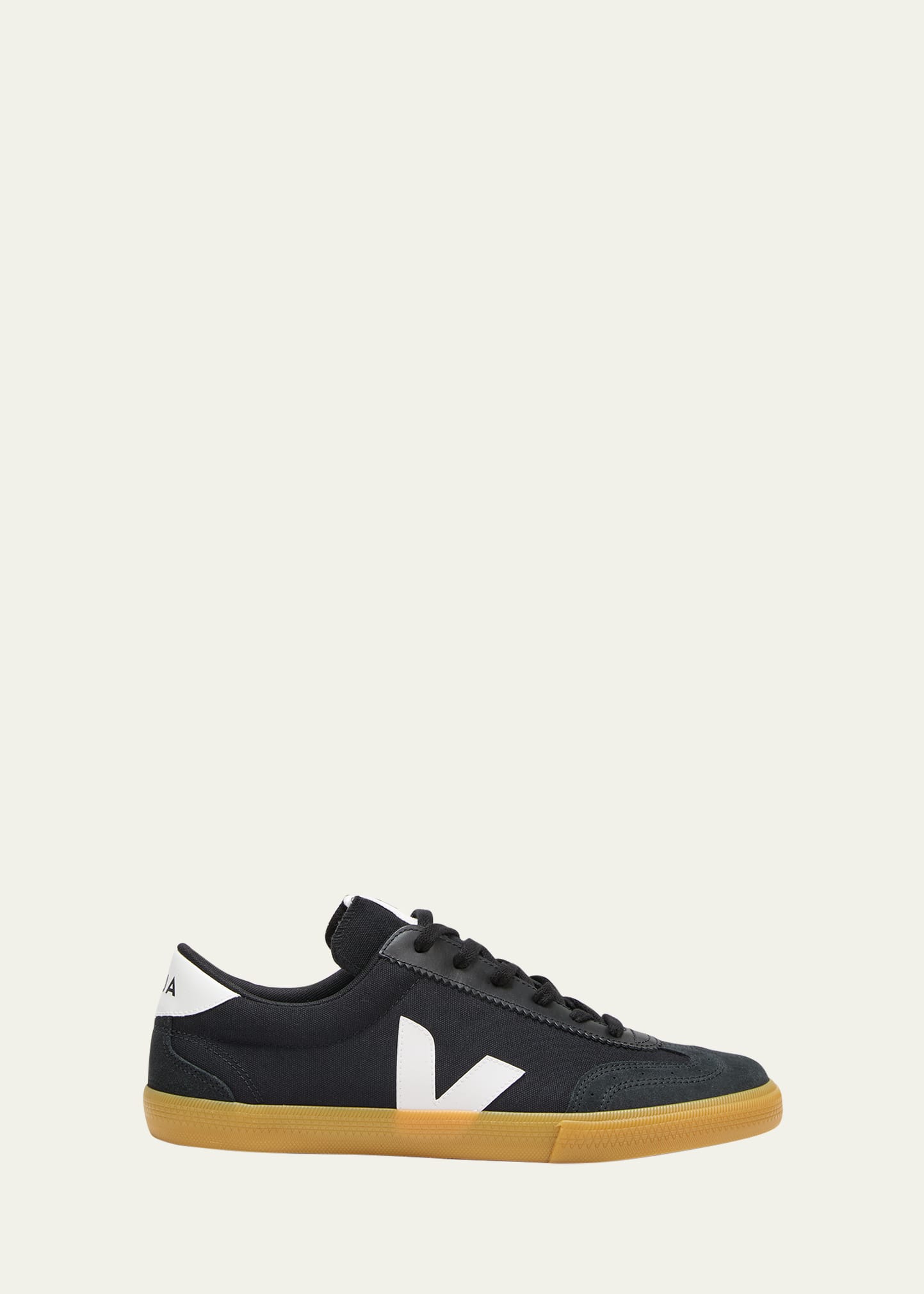 Shop Veja Men's Volley Canvas Low-top Sneakers In Black/white/natur