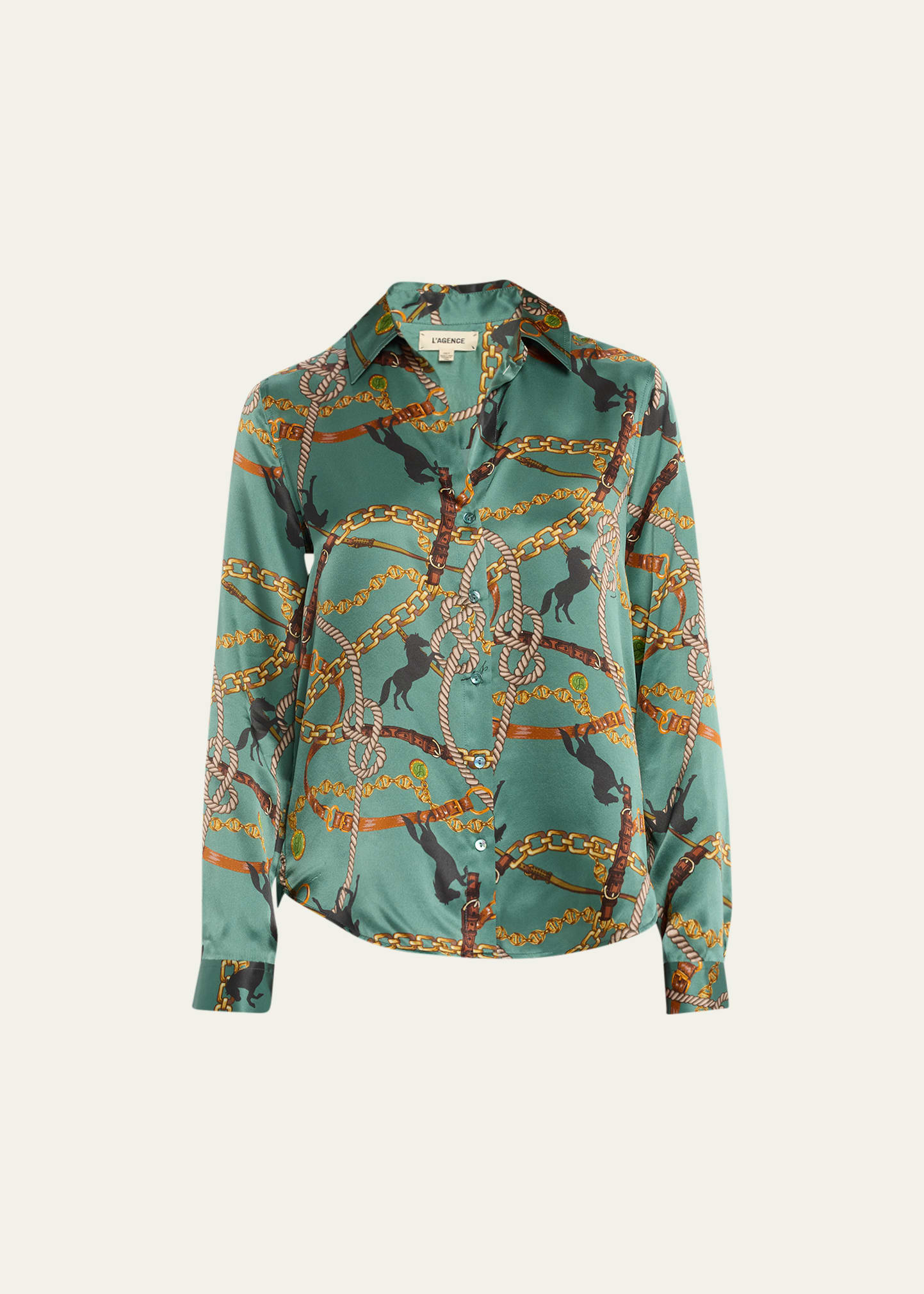 L'Agence Tyler Button-Front Silk Shirt