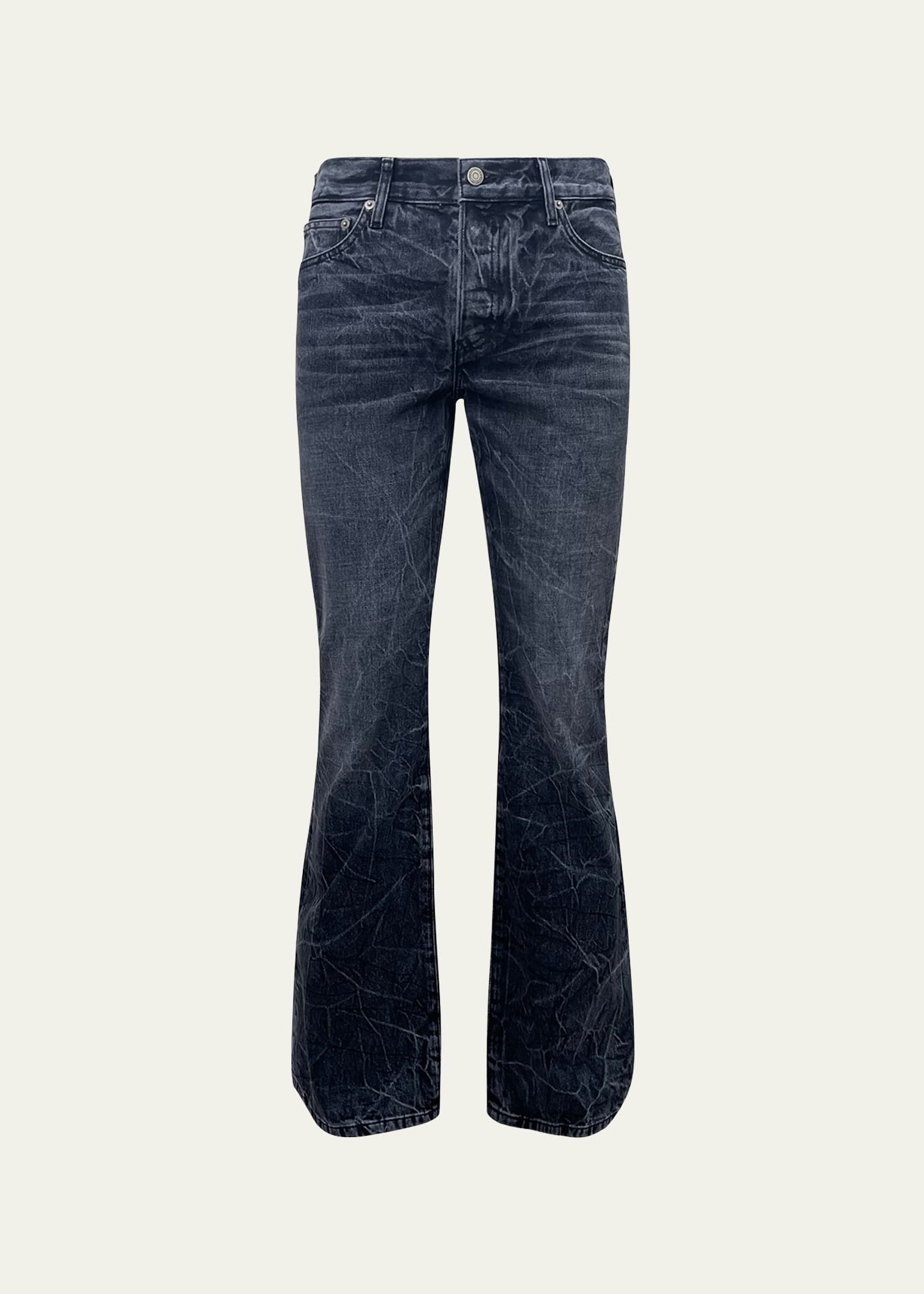 Cout De La Liberte Men's Crinkle Dyed Flare Jeans