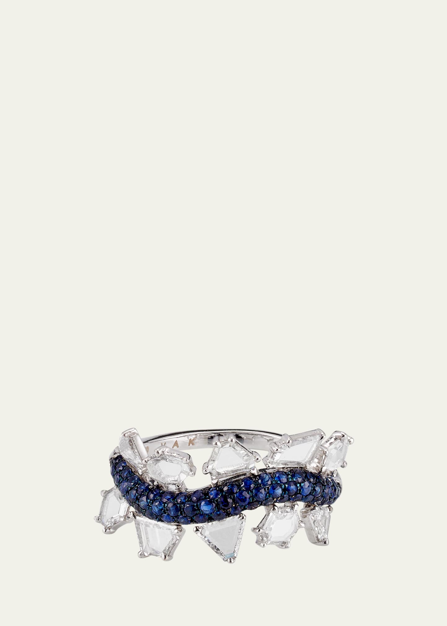 Vak 18k White Gold The Portrait Diamond And Sapphire Ring In Blue