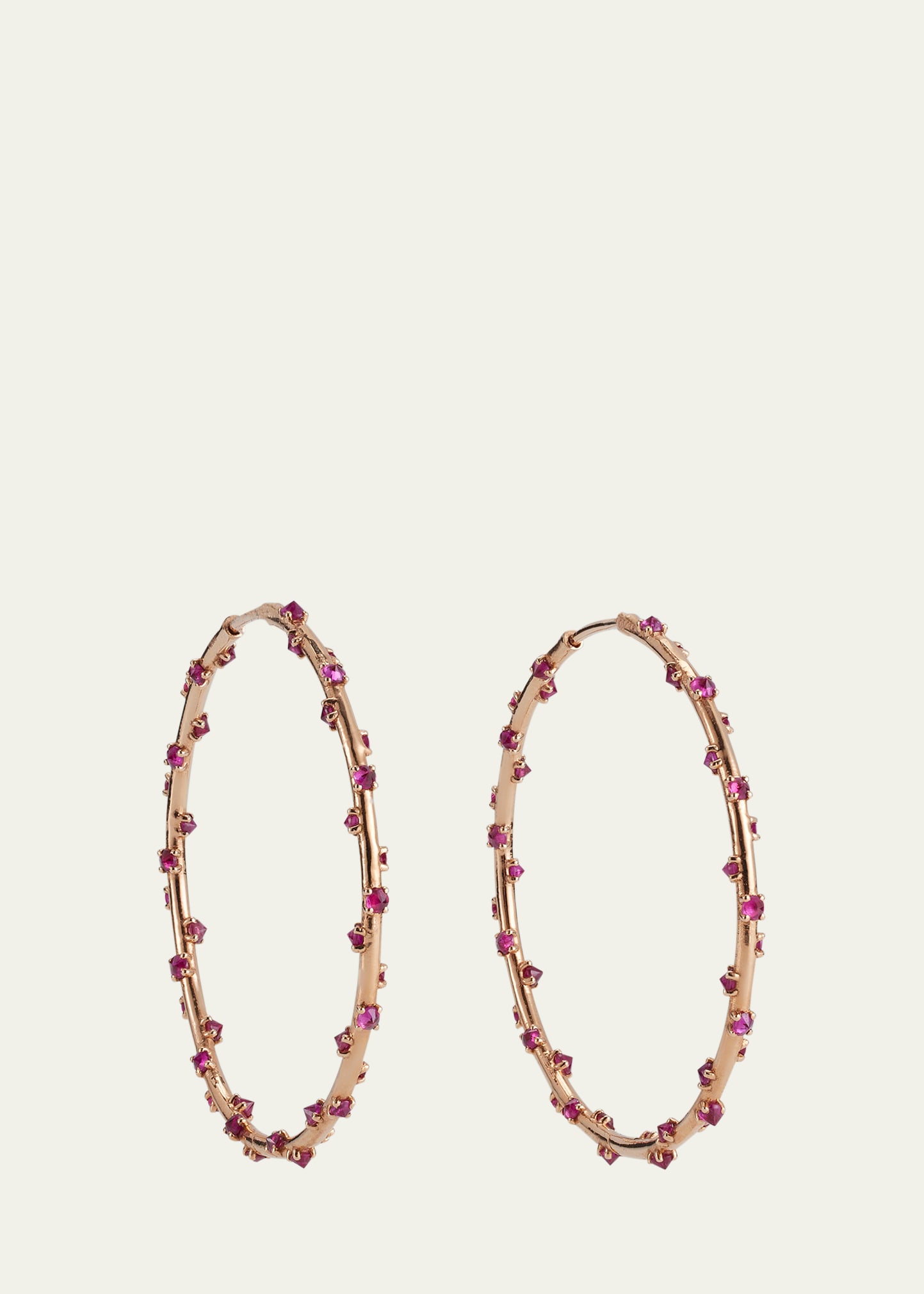 Unchained 18K Rose Gold Natural Ruby Hoop Earrings