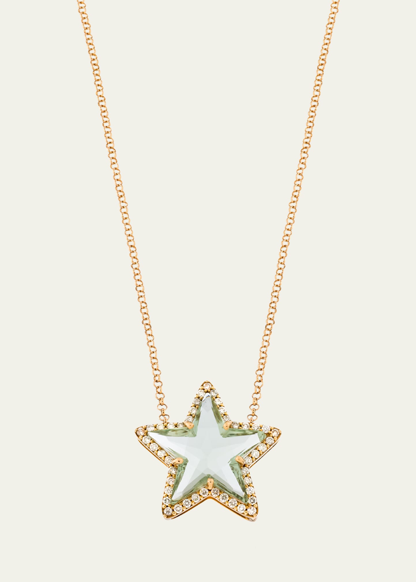 Charmed Medium Diamond and Prasiolite Star Necklace