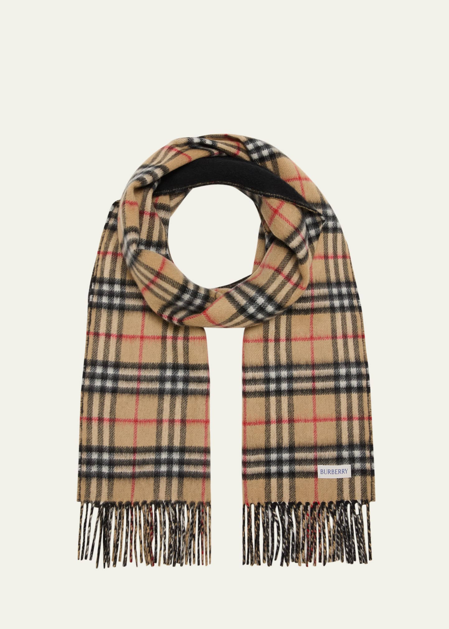 Burberry Reversible Vintage Check Cashmere Scarf In Arc Beige Black