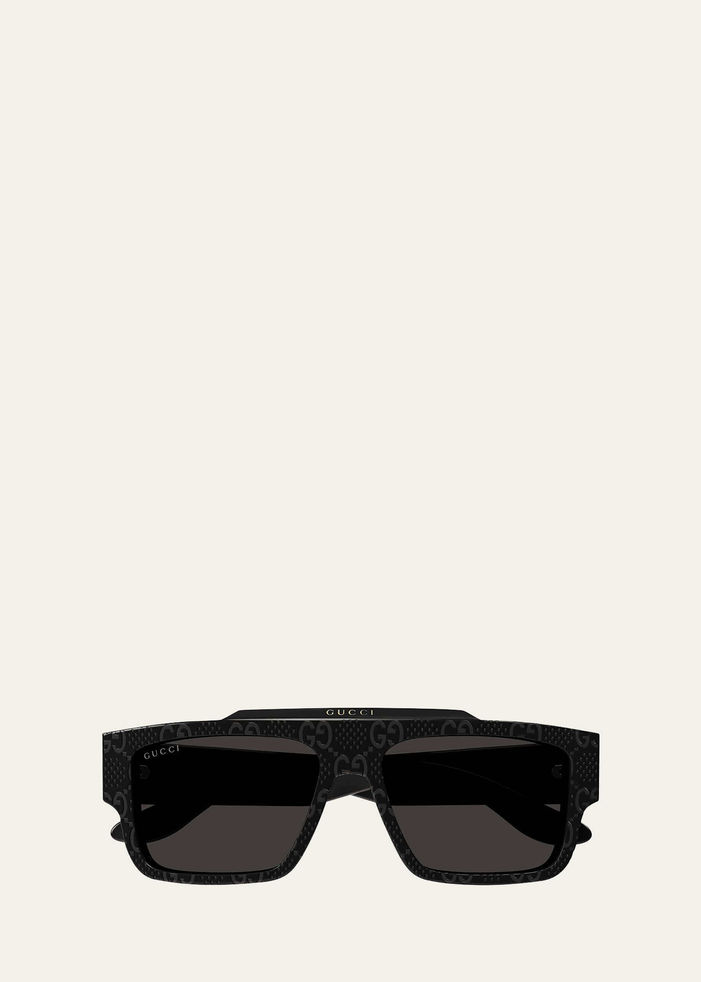 Gucci Men's Gg1460sm Acetate Rectangle Sunglasses In Shiny Solid Black