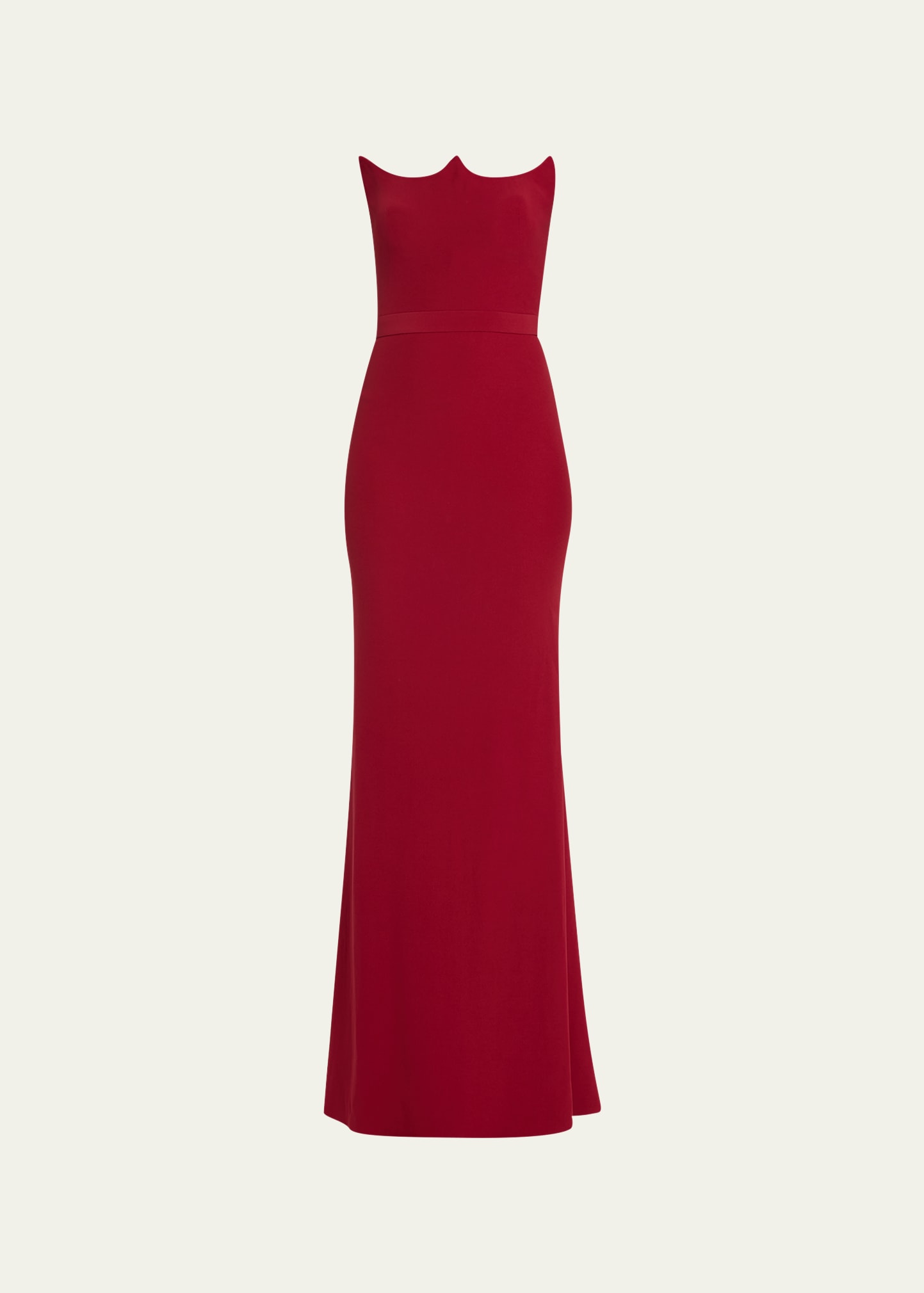 Shop Alexander Mcqueen Curved Strapless Trumpet Evening Gown In Royal Red