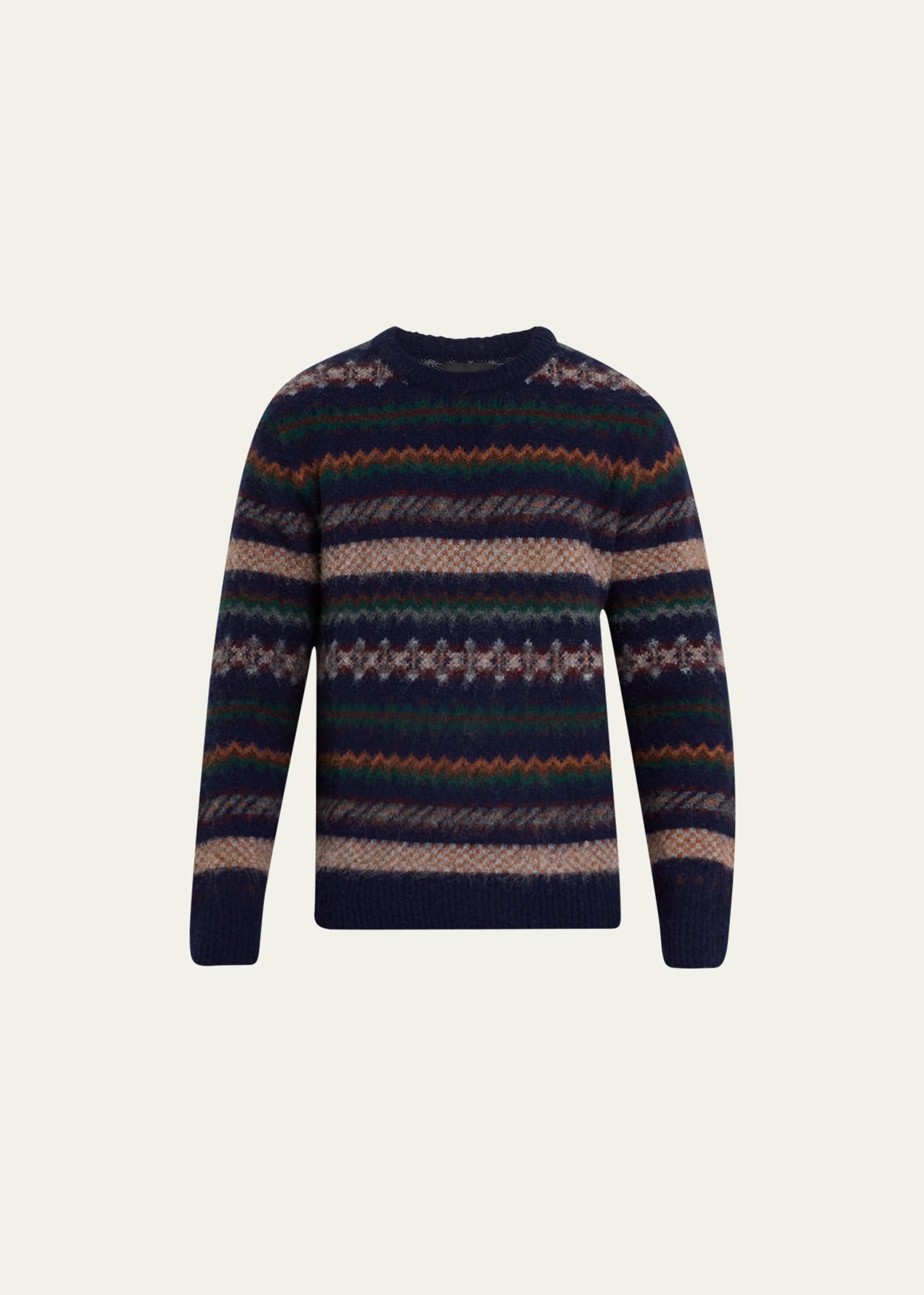 Howlin' Patterned Wool Crew-neck Sweater In Navy