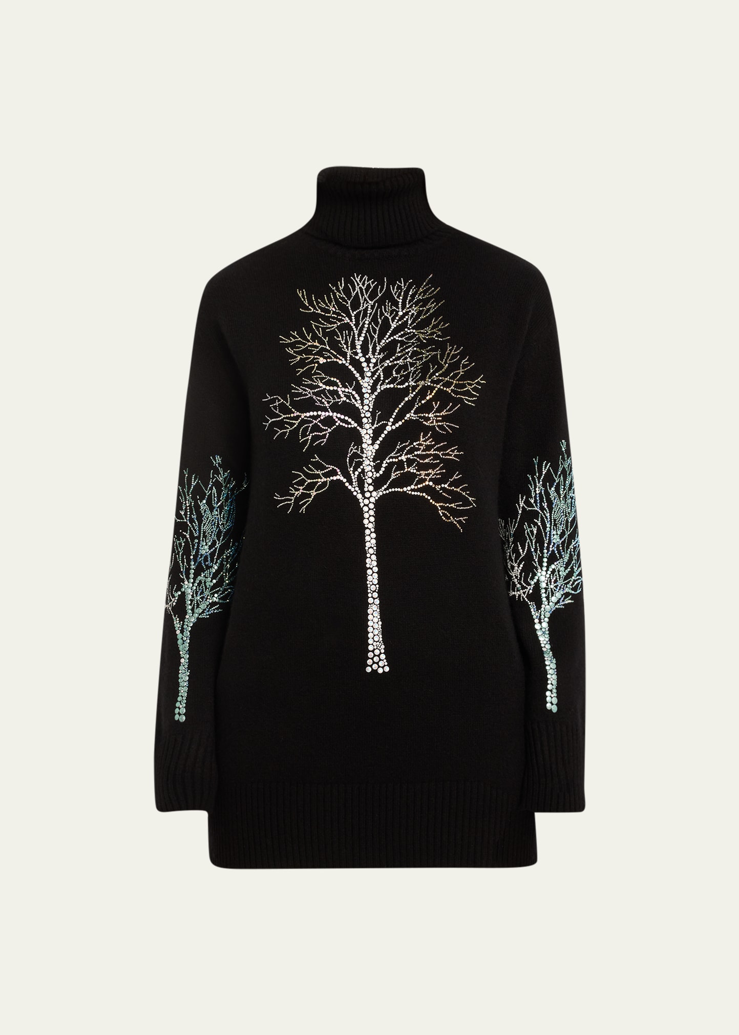 Libertine Forest Crystal-Embellished Cashmere Turtleneck Sweater