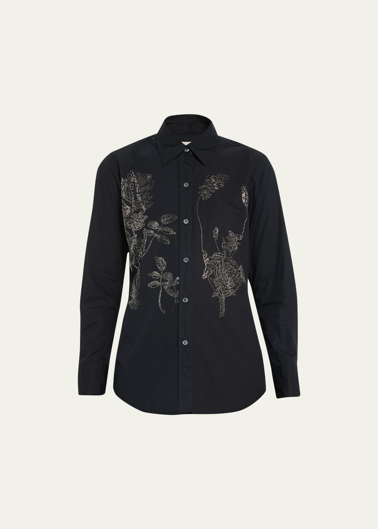 Libertine Crystal Botanical Embellished New Classic Shirt In Black