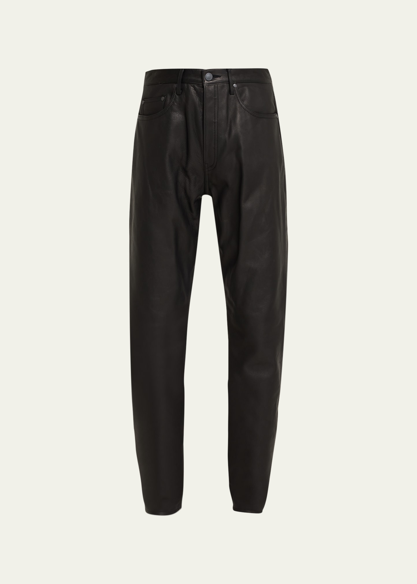 John Elliott The Daze Straight Leg Leather Pants In Black