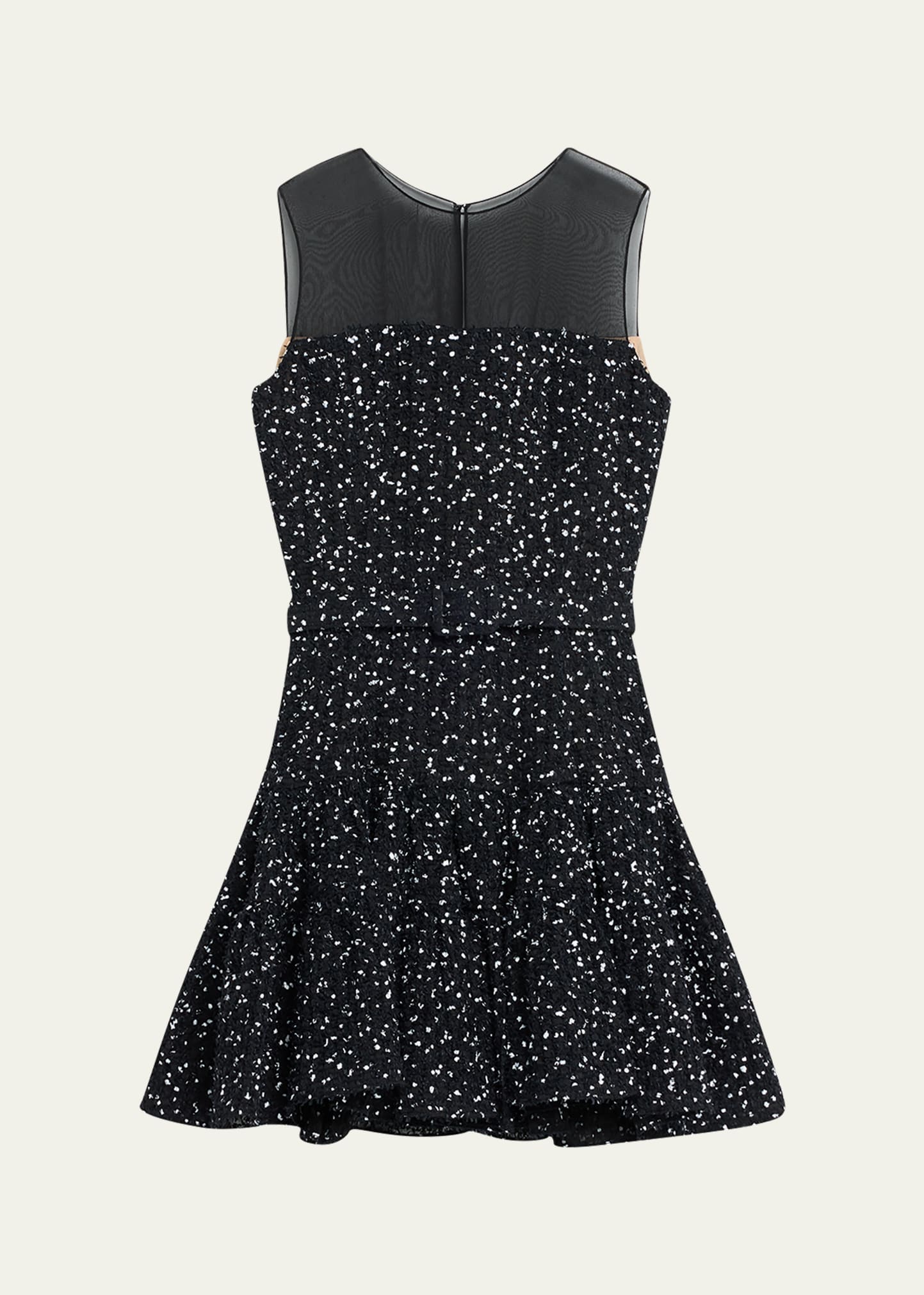 Shop Oscar De La Renta Sleeveless Eyelash Fil Coupe Mini Illusion Dress In Black/white