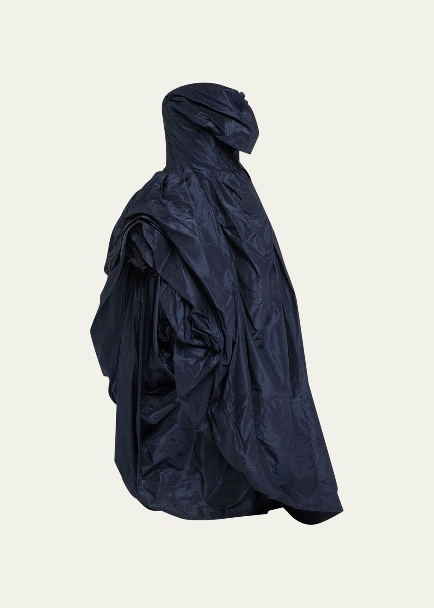 Shop Oscar De La Renta Strapless Rosette-slit Draped Taffeta Gown In Navy/black