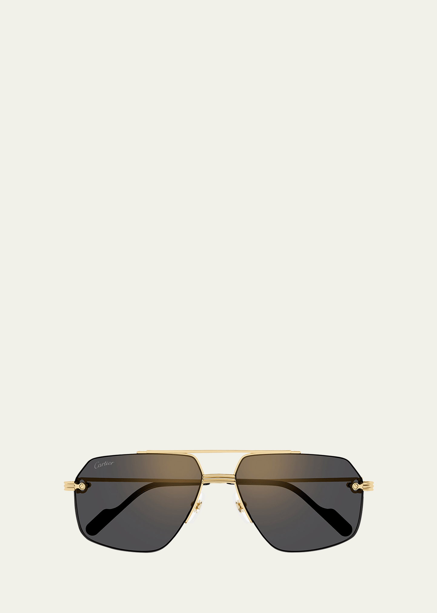 Shop Cartier Men's Ct0426sm Metal Aviator Sunglasses In 001 Smooth Golden