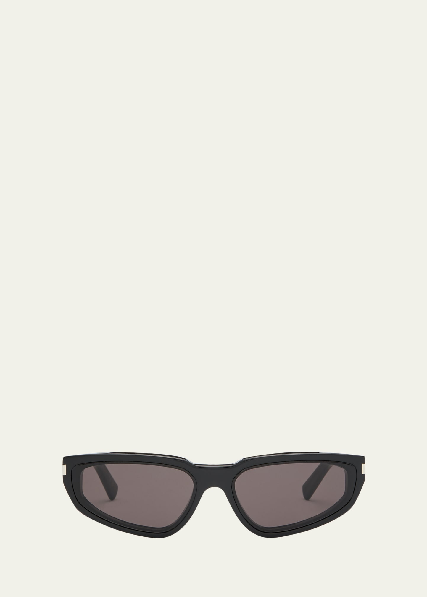 Shop Saint Laurent Nova Acetate Cat-eye Sunglasses In Shiny Solid Black
