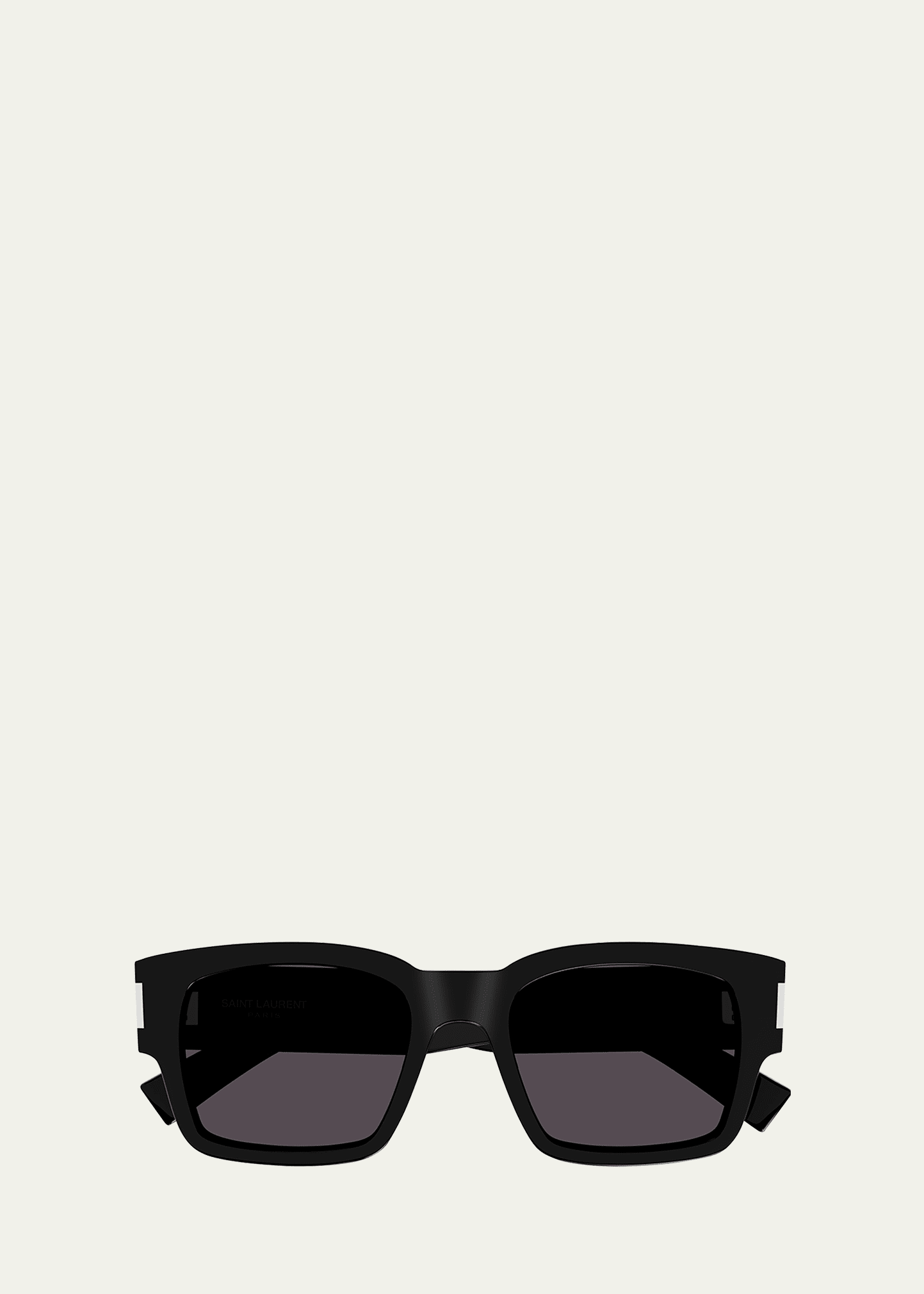 Shop Saint Laurent Men's Sl 617 Acetate Rectangle Sunglasses In Shiny Solid Black