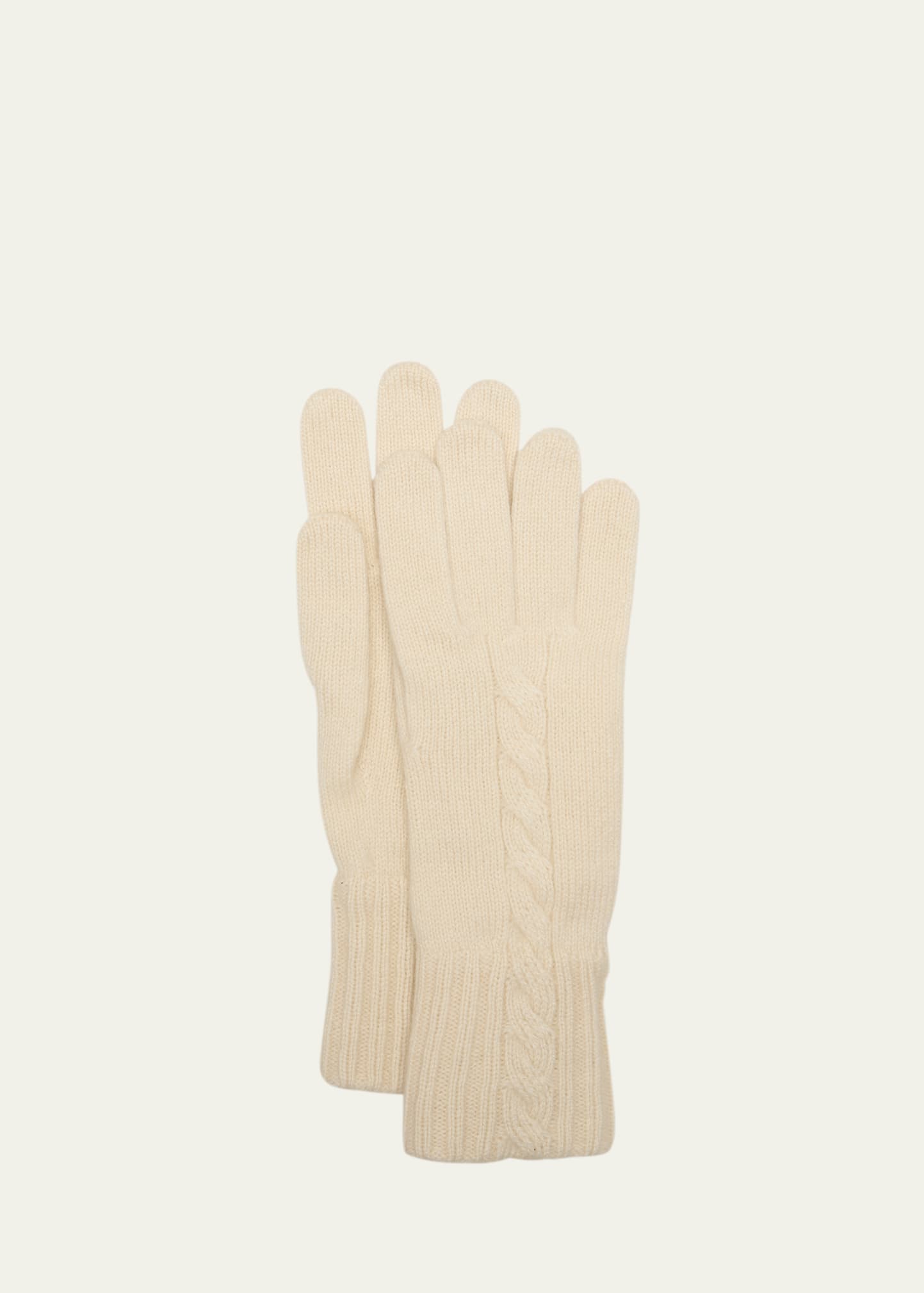 Loro Piana Short Knit Cashmere Gloves In 1232 White Snow