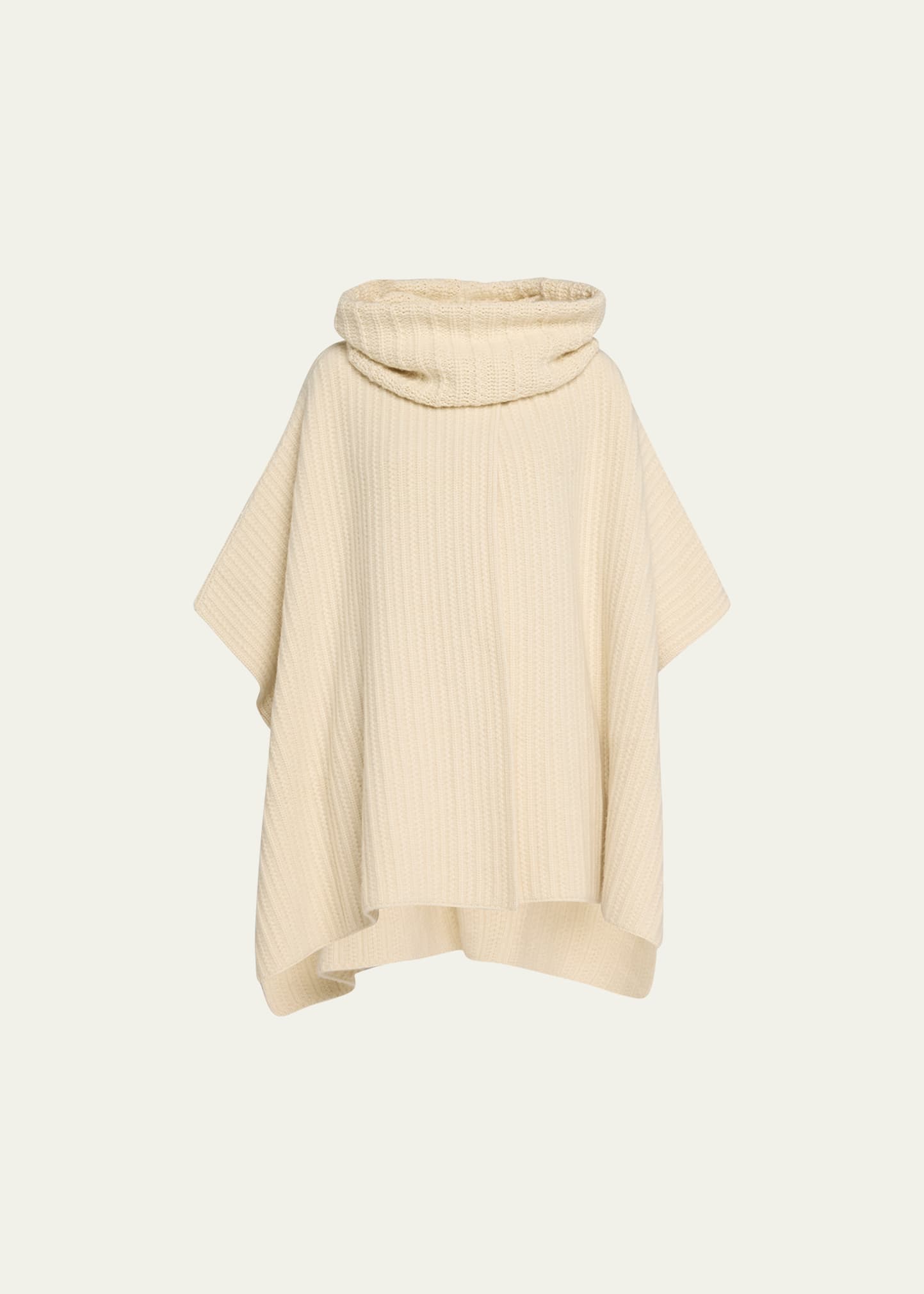 Loro Piana Mant Waipara Turtleneck Cashmere Knit Poncho In 1232 White Snow