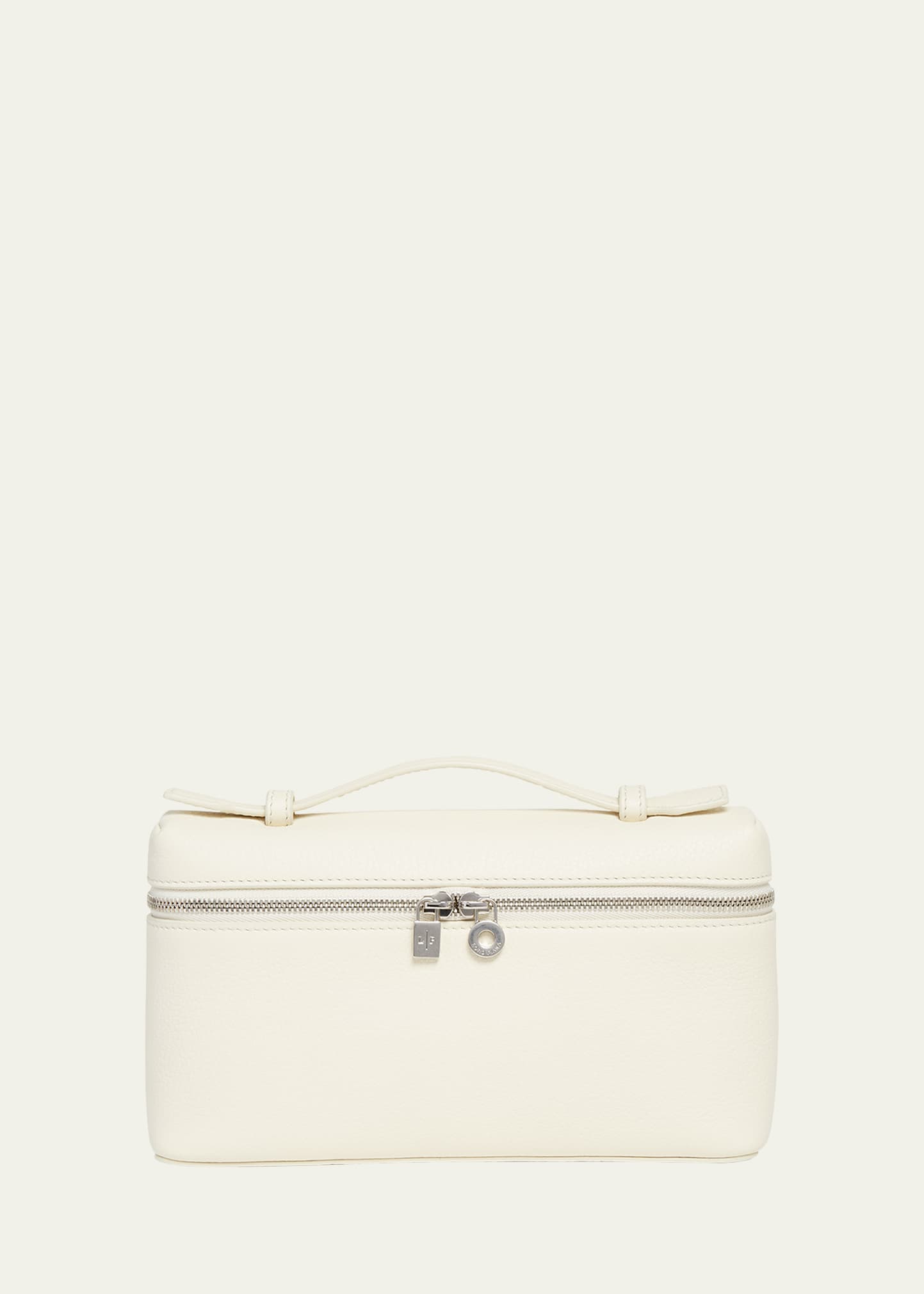 Loro Piana Zip Leather Crossbody Bag In Whisper White