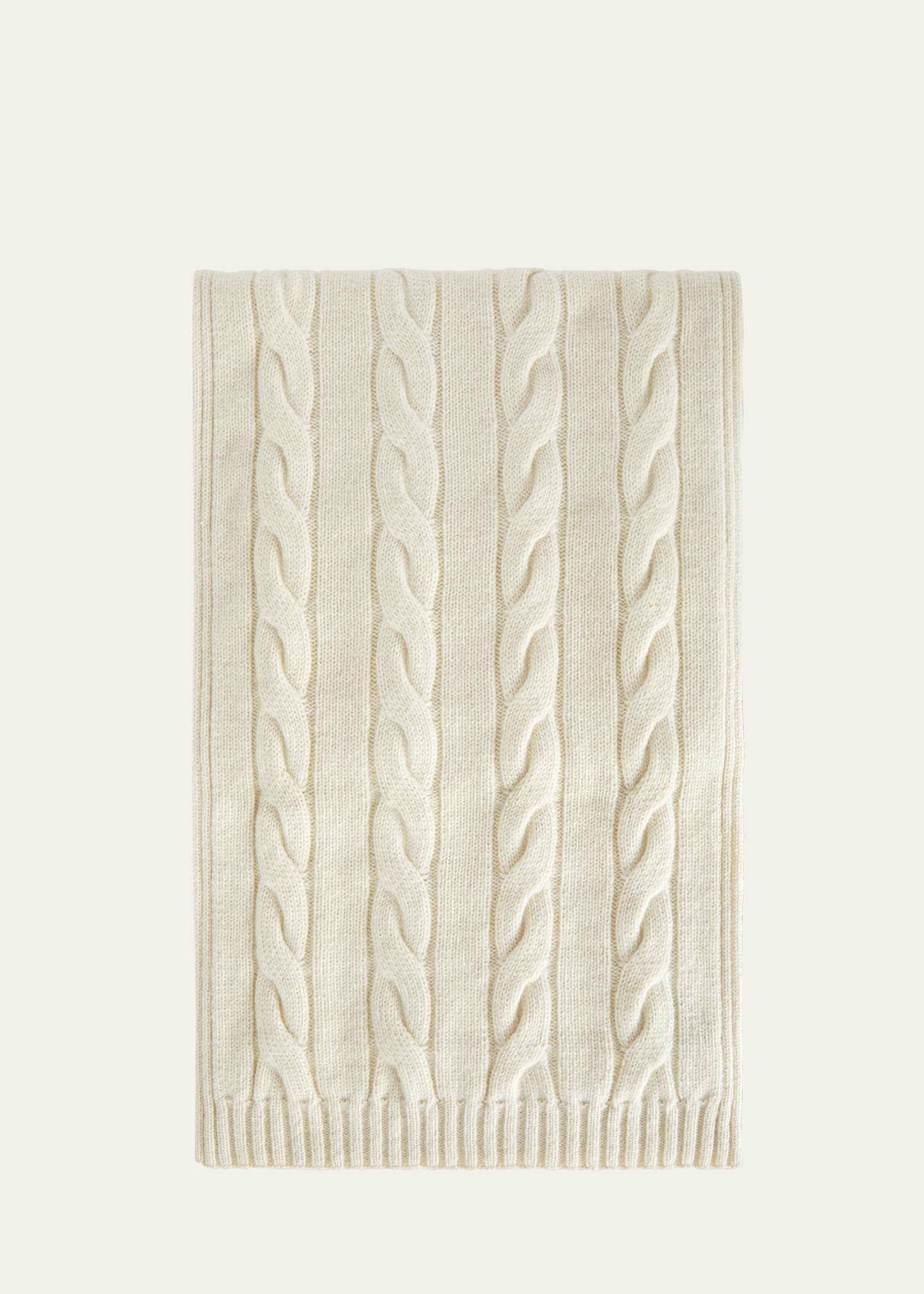 Loro Piana Cashmere Cable Knit Scarf In 1232 White Snow