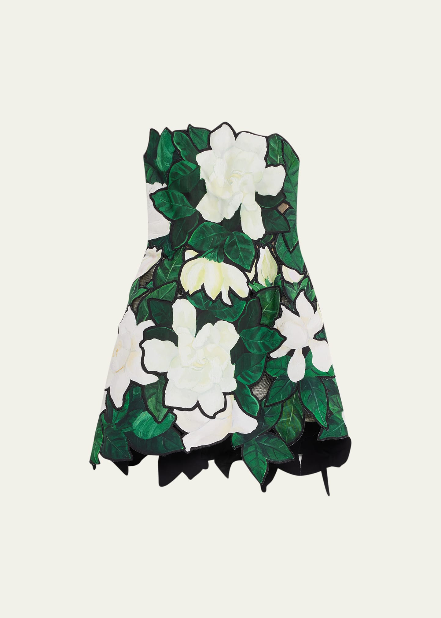 Shop Oscar De La Renta Gardenia Faille Embroidered Cutout Mini Dress In White Black