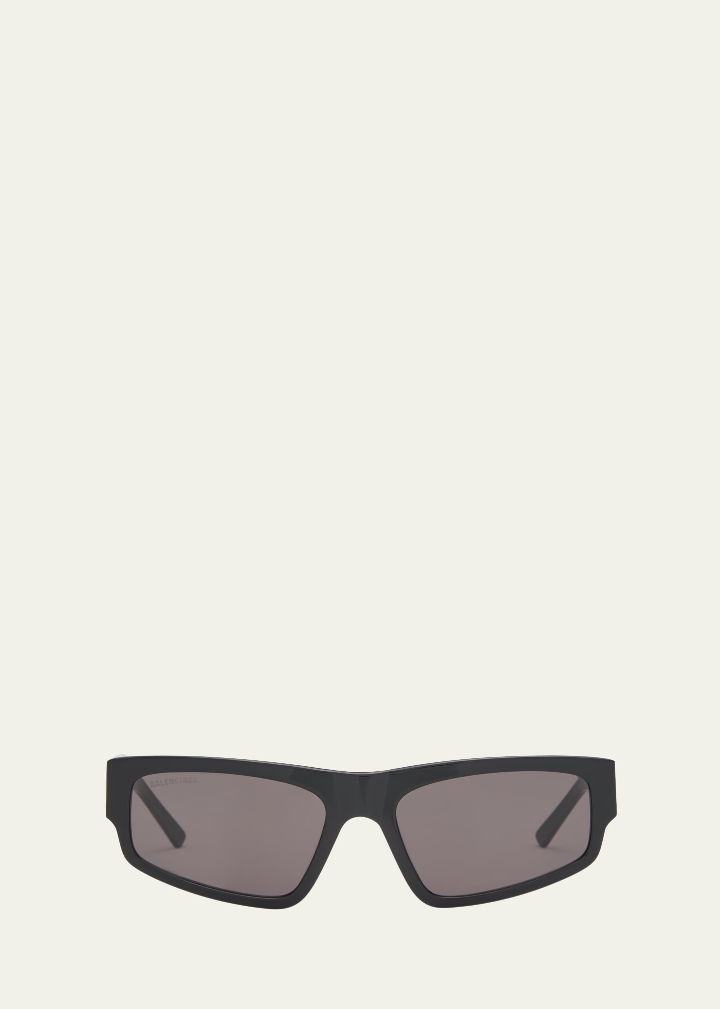 Balenciaga Logo Acetate Rectangle Sunglasses In Black