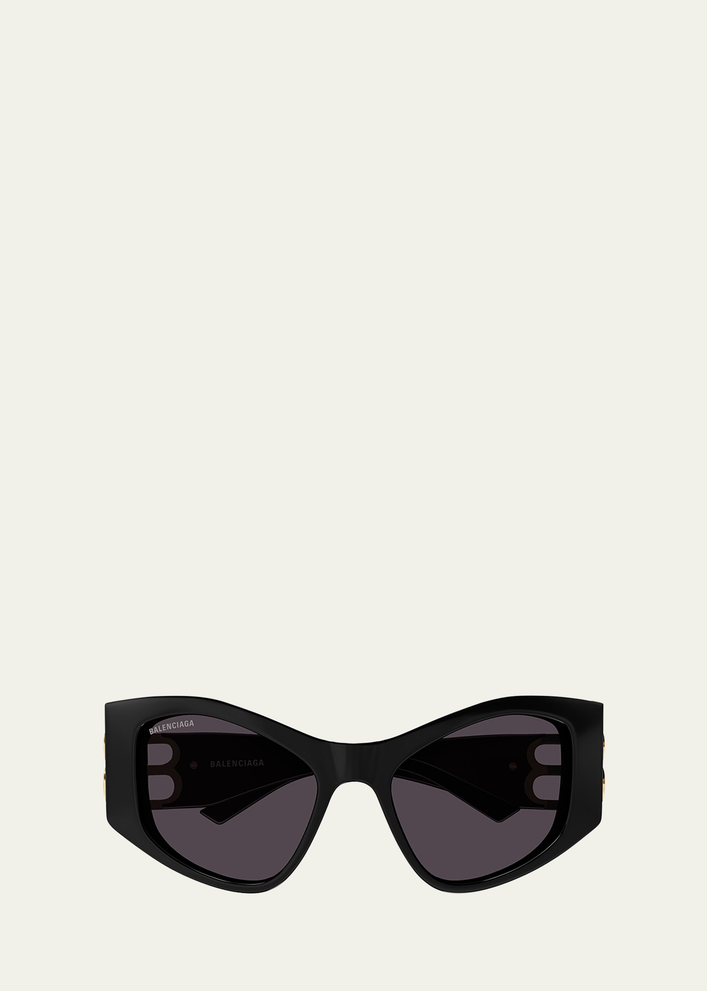Shop Balenciaga Cut-out Bb Acetate Cat-eye Sunglasses In Shiny Solid Black