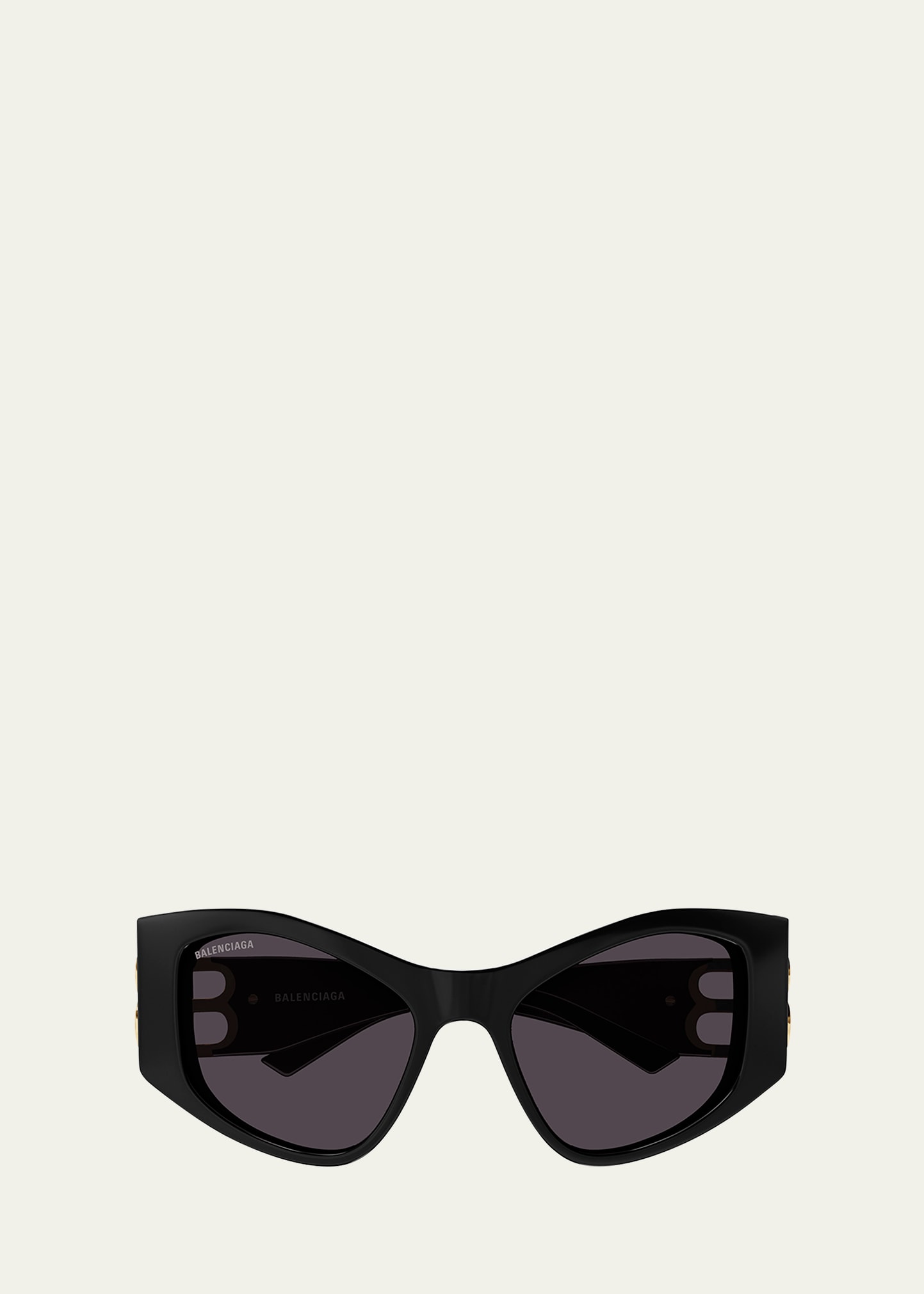 Balenciaga Dyn D-frame Xl Acetate Sunglasses In Shiny Solid Black