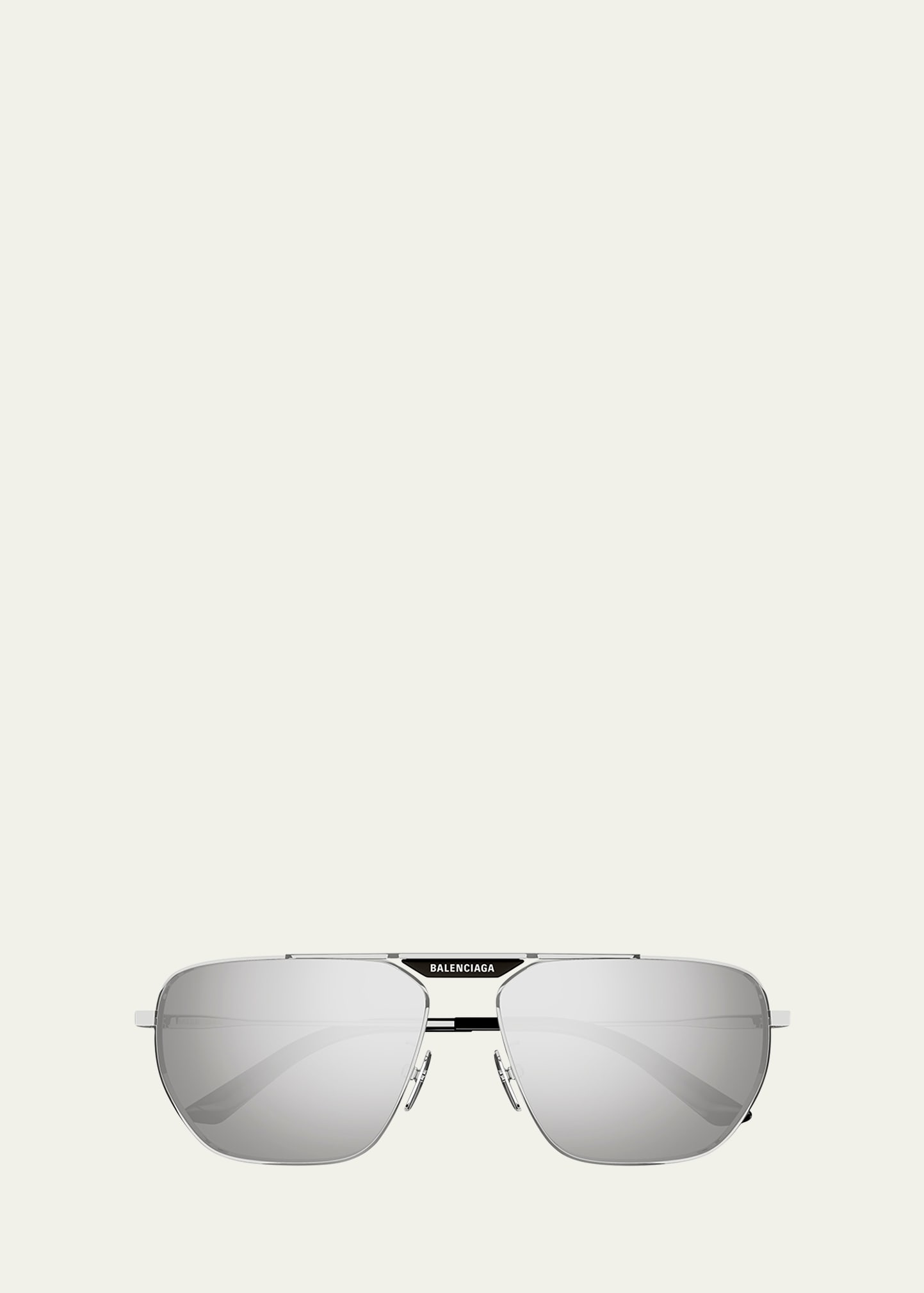 Balenciaga Men's Bb0298sm Metal Aviator Sunglasses In Shiny Silver