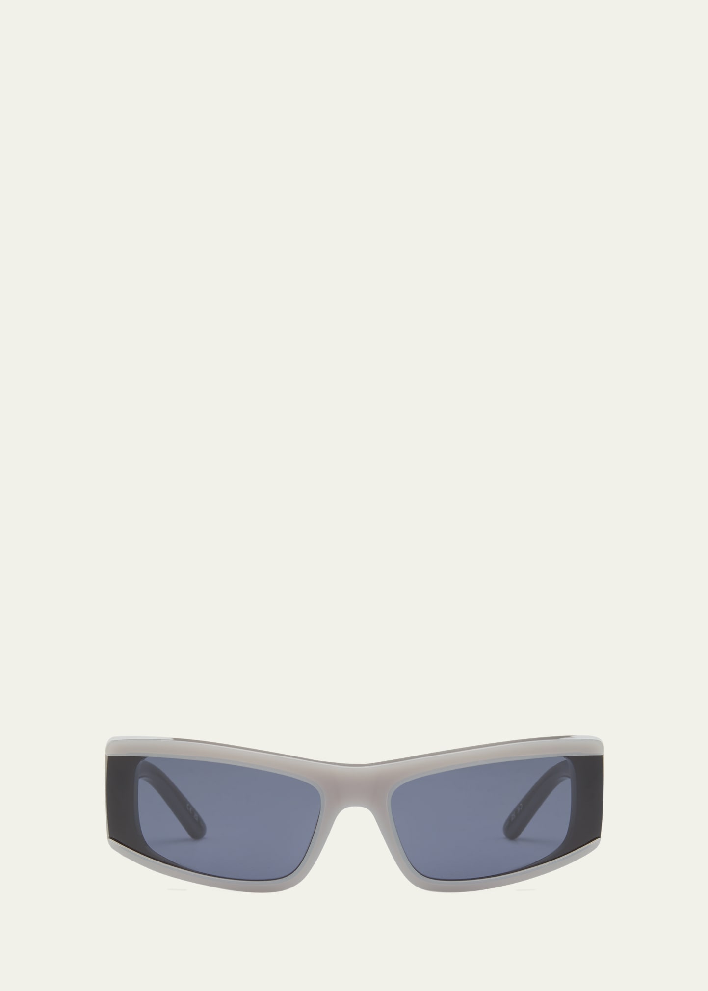 Shop Balenciaga Men's Bb0301sm Acetate Rectangle Sunglasses In Shiny Solid Grey