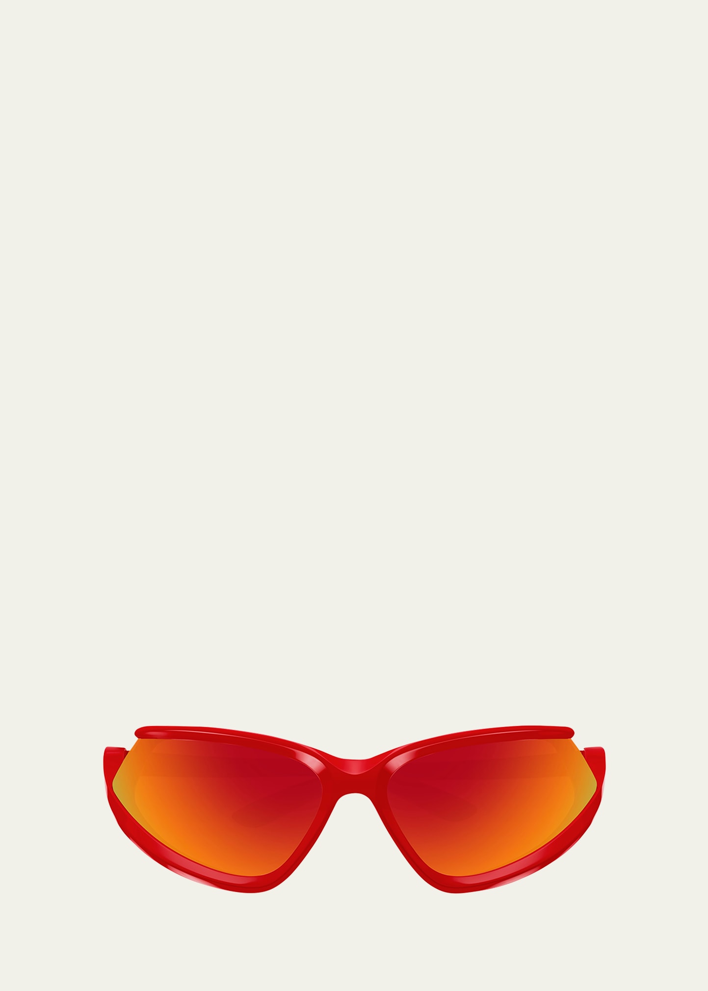 Shop Balenciaga Men's Bb0289sm Plastic Wrap Sunglasses In Shiny Solid Red