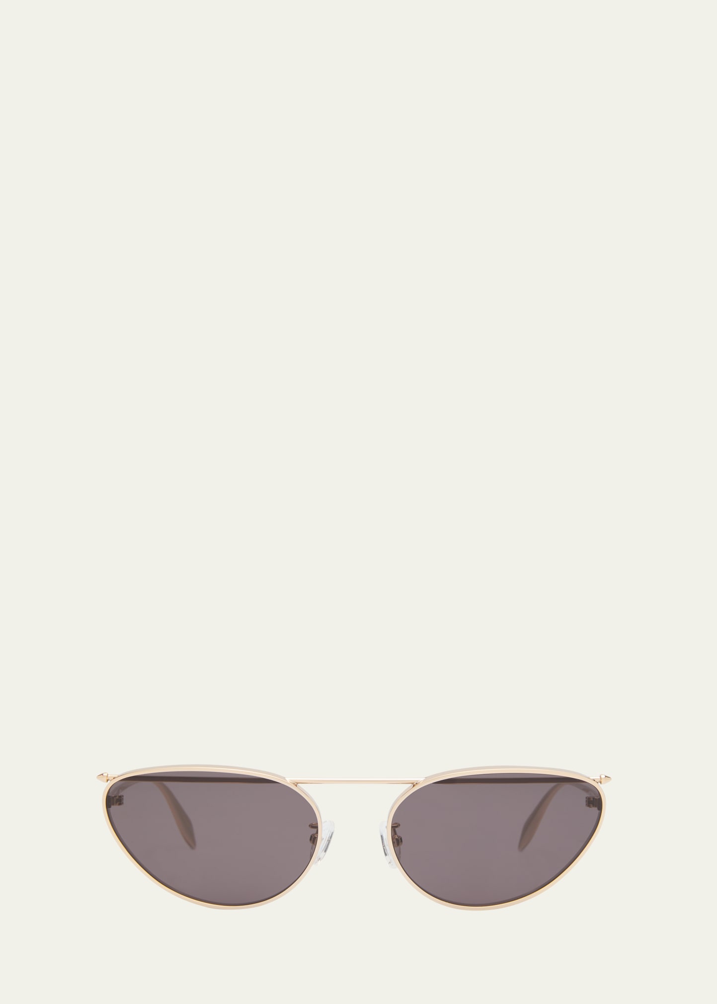 Alexander Mcqueen Studded Metal Cat-eye Aviator Sunglasses In Metallic