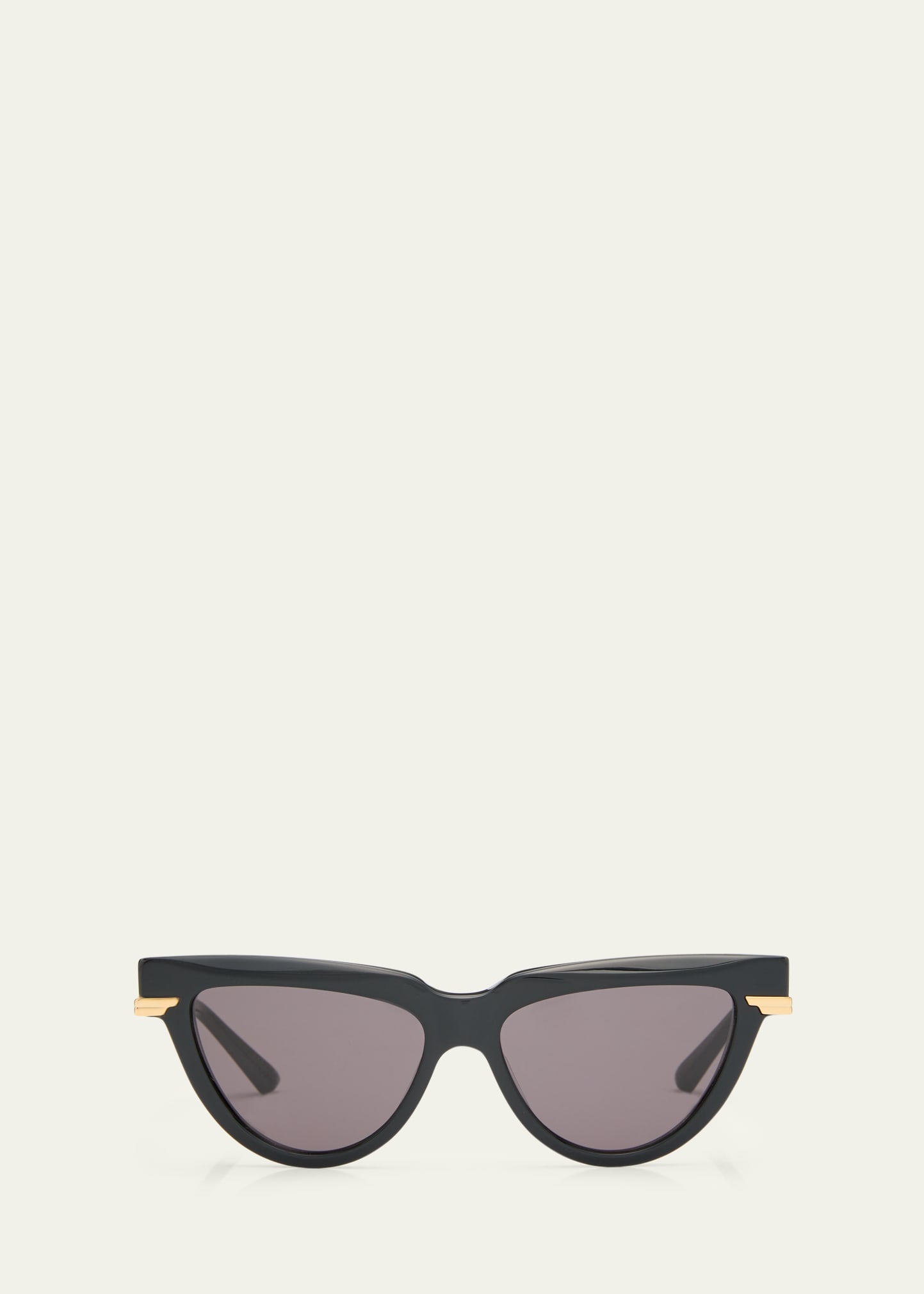 Bottega Veneta Logo Metal Alloy & Acetate Cat-eye Sunglasses In Shiny Solid Black