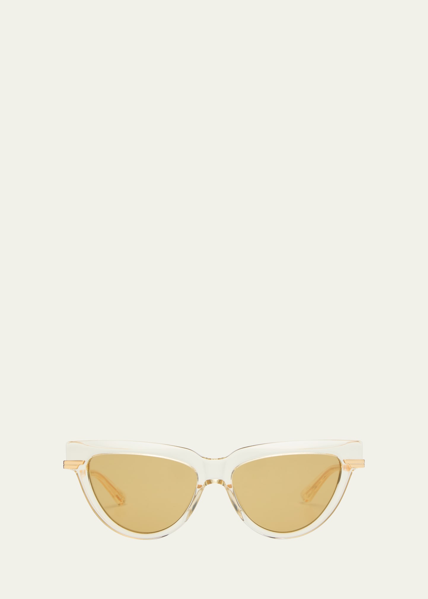 Shop Bottega Veneta Logo Metal Alloy & Acetate Cat-eye Sunglasses In Shiny Transparent