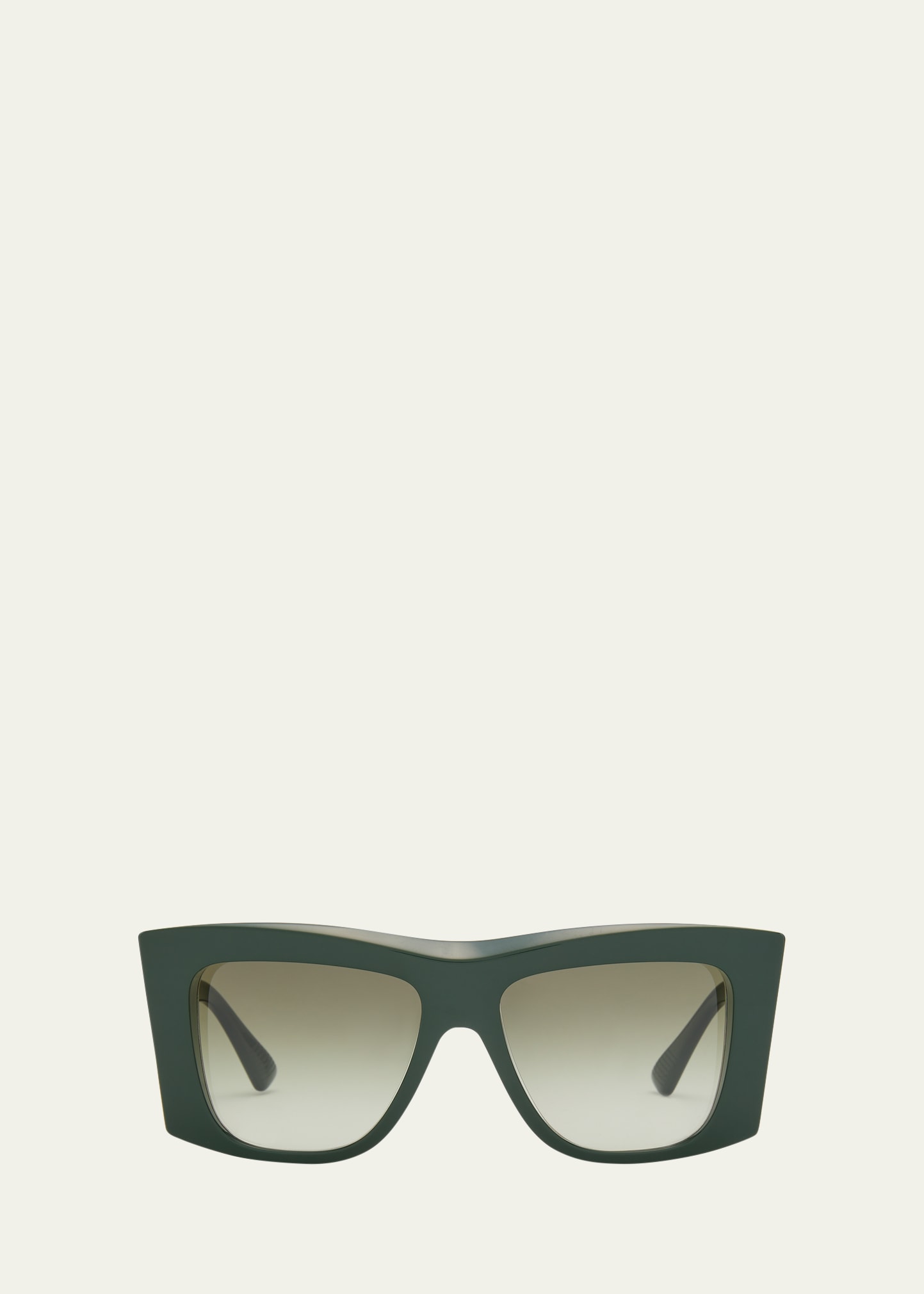 Bottega Veneta Beveled Acetate Rectangle Sunglasses In Green