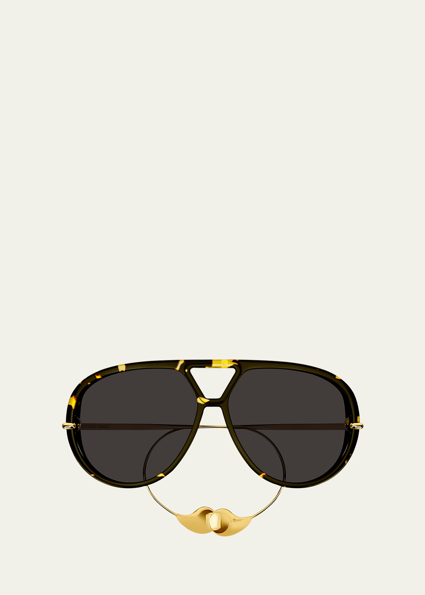 Bottega Veneta Geometric Acetate & Metal Alloy Aviator Sunglasses In Shiny Spotted Hav