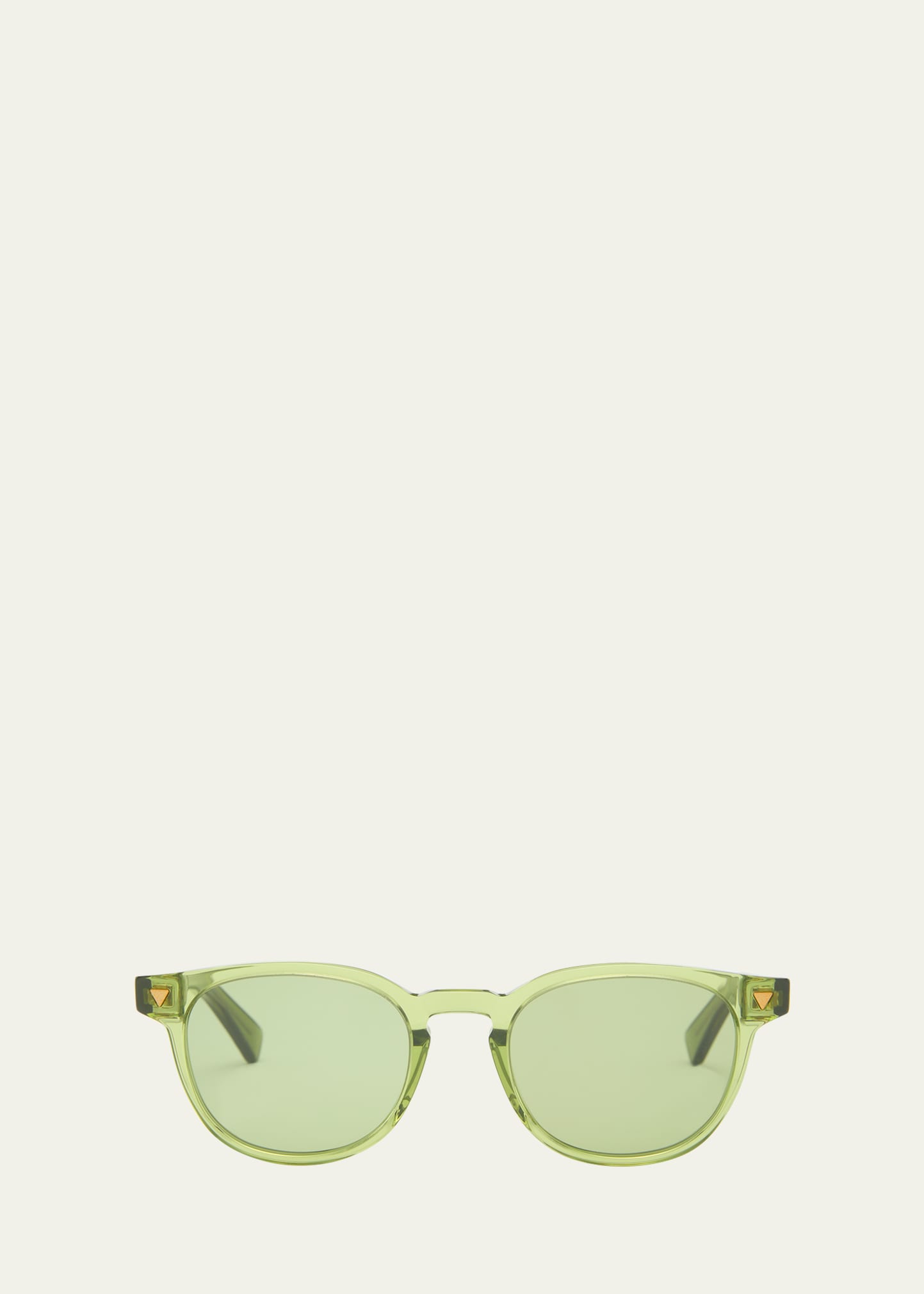 Shop Bottega Veneta Men's Bv1253s Acetate Round Sunglasses In Shiny Transparent