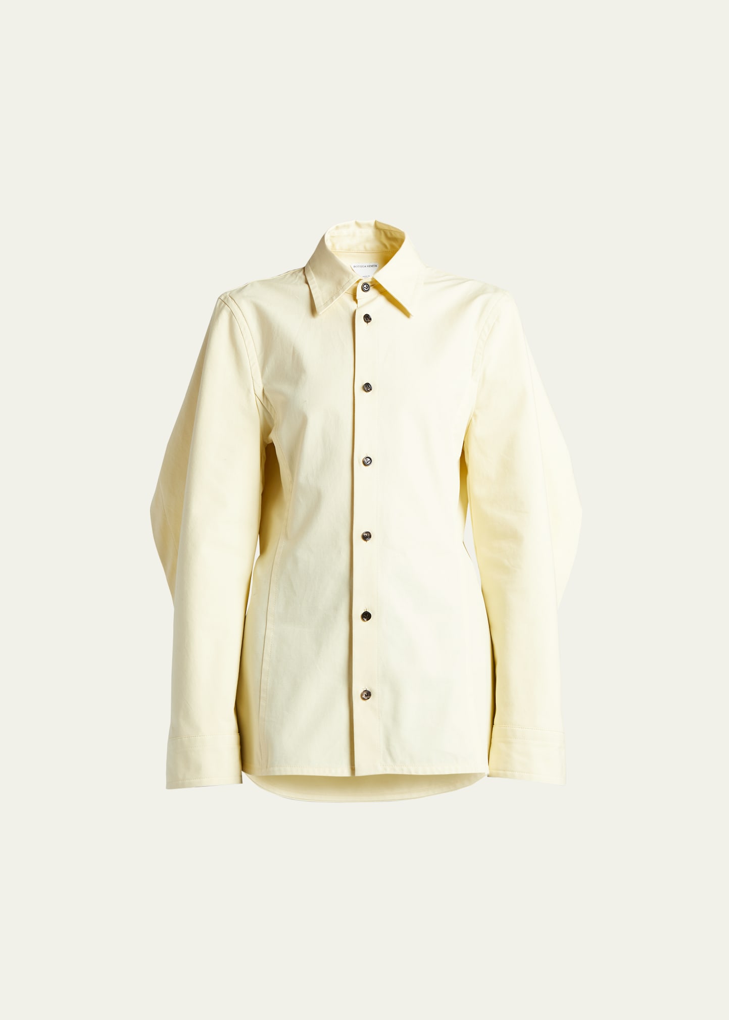 Bottega Veneta Compact Cotton Canvas Shirt With Elongated Storm Flap In Brownmulti