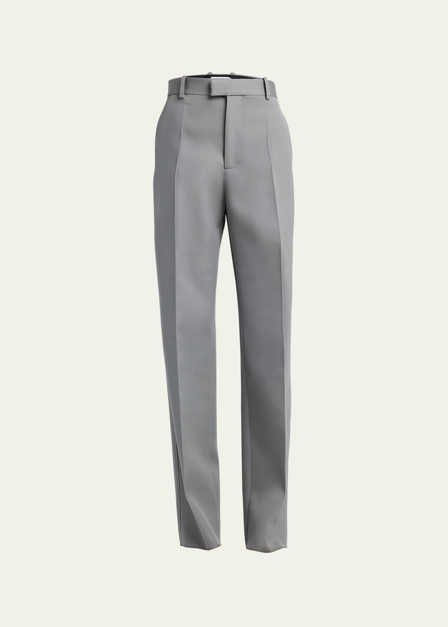 Shop Bottega Veneta Compact Wool Wide-leg Trousers In Multioak