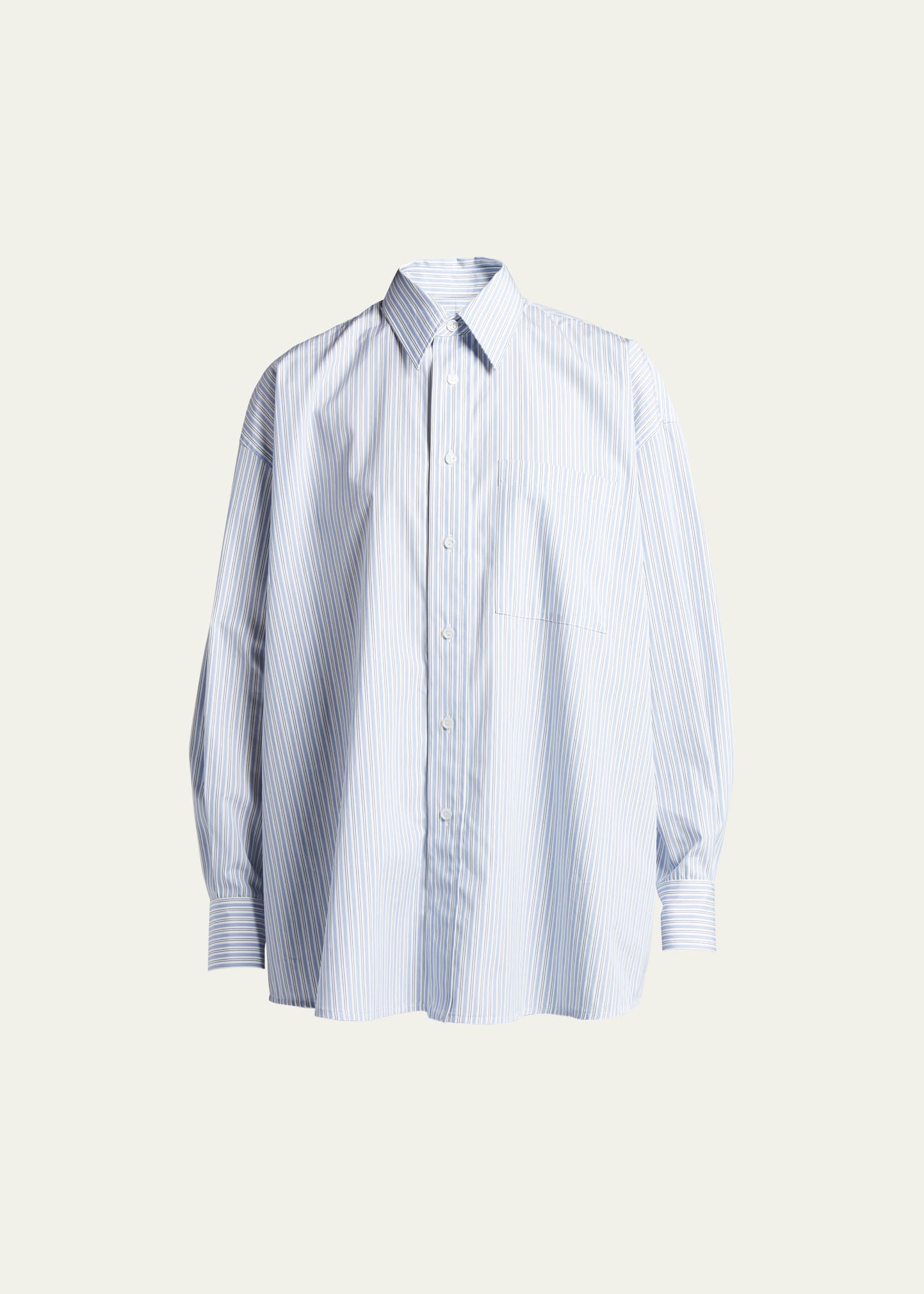 Bottega Veneta Striped Cotton-poplin Shirt In White