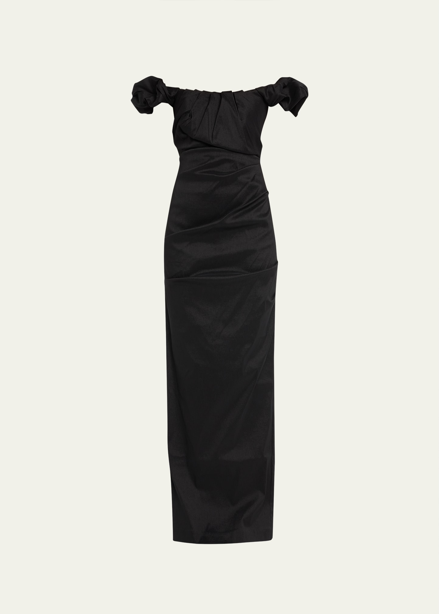 RACHEL GILBERT KALINA OFF-SHOULDER RUCHED COLUMN GOWN