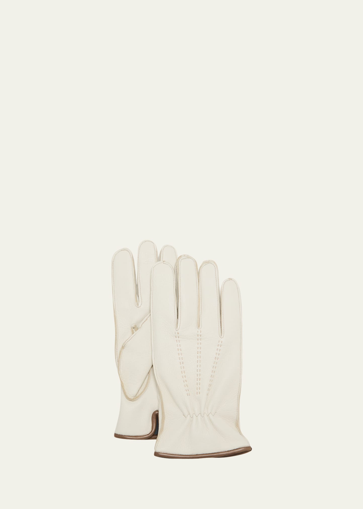 Men's Cashmere-Lined Deerskin Leather Gloves