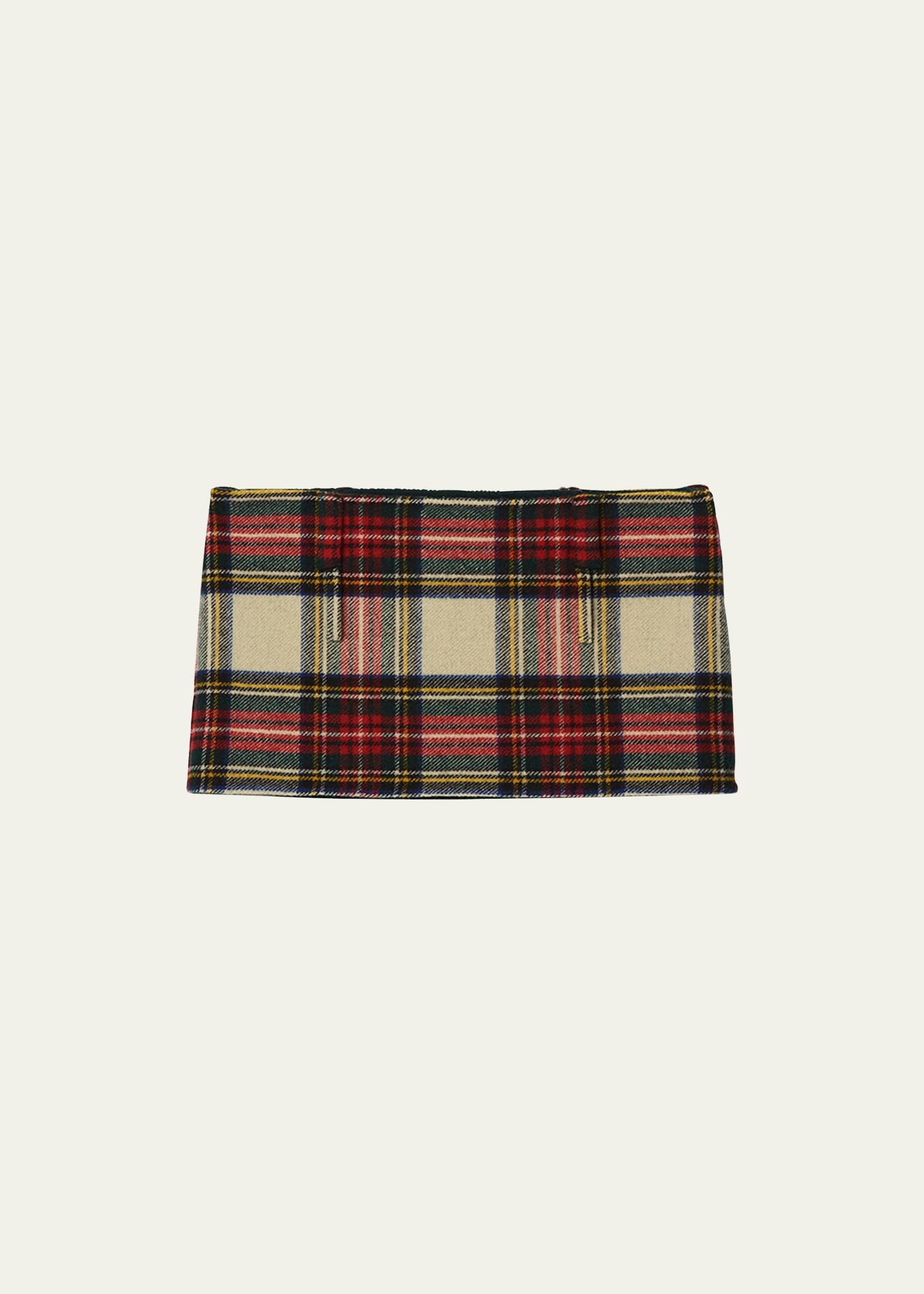 Miu Miu Plais Wool Mini Skirt In F0304 Avorio