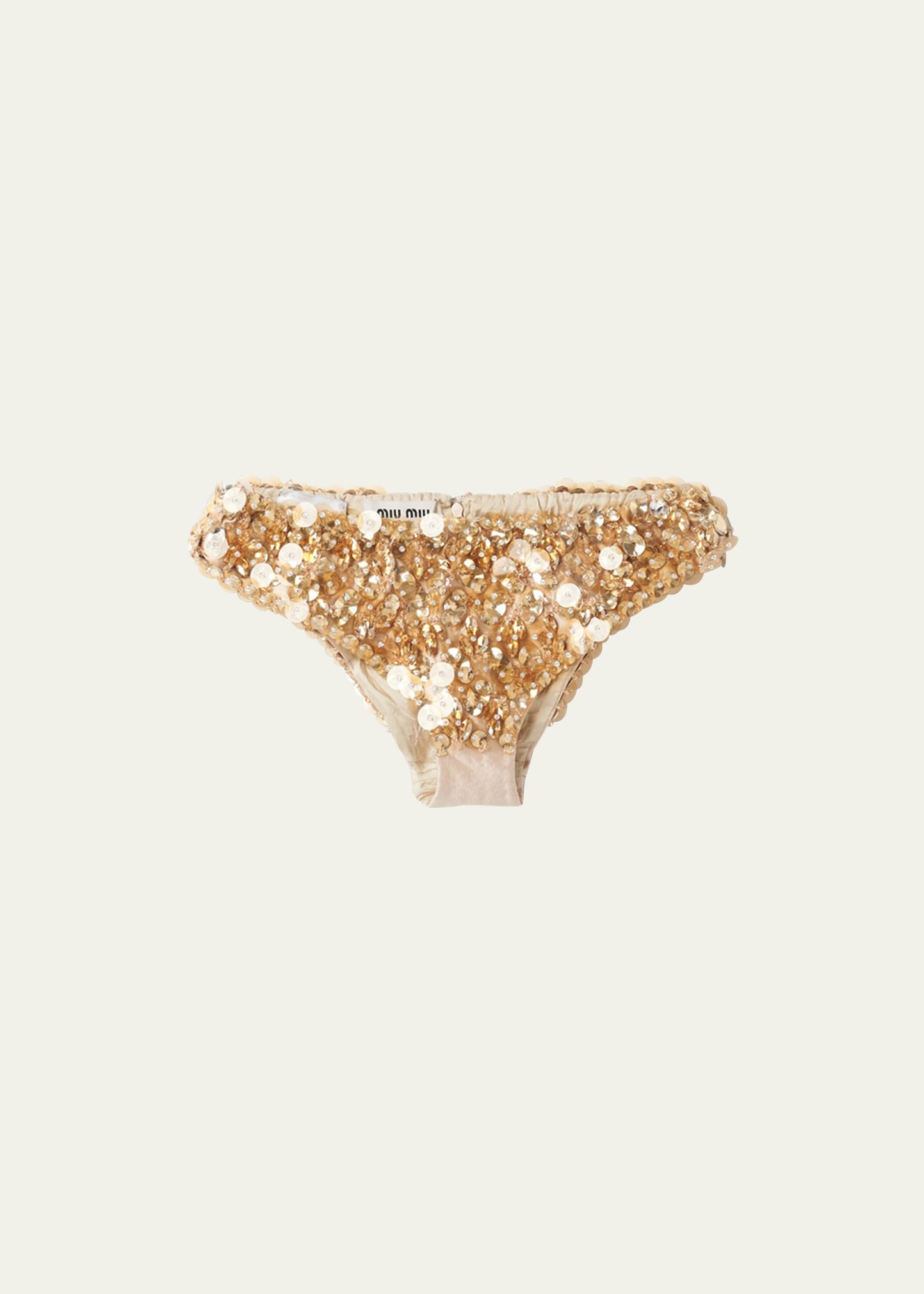 Shop Miu Miu Sequined Silk Briefs In F0036 Sabbia