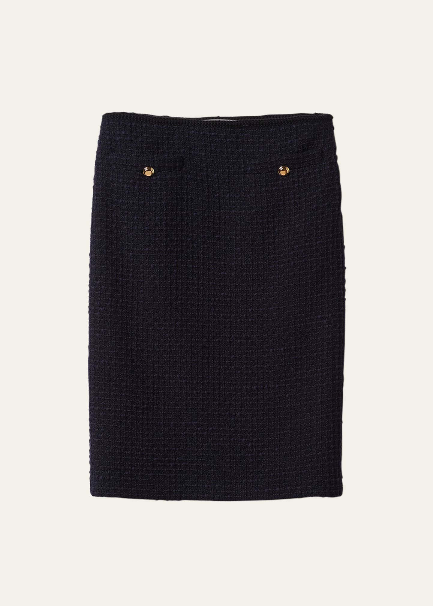 Tweed Grosgrain-Trim Skirt