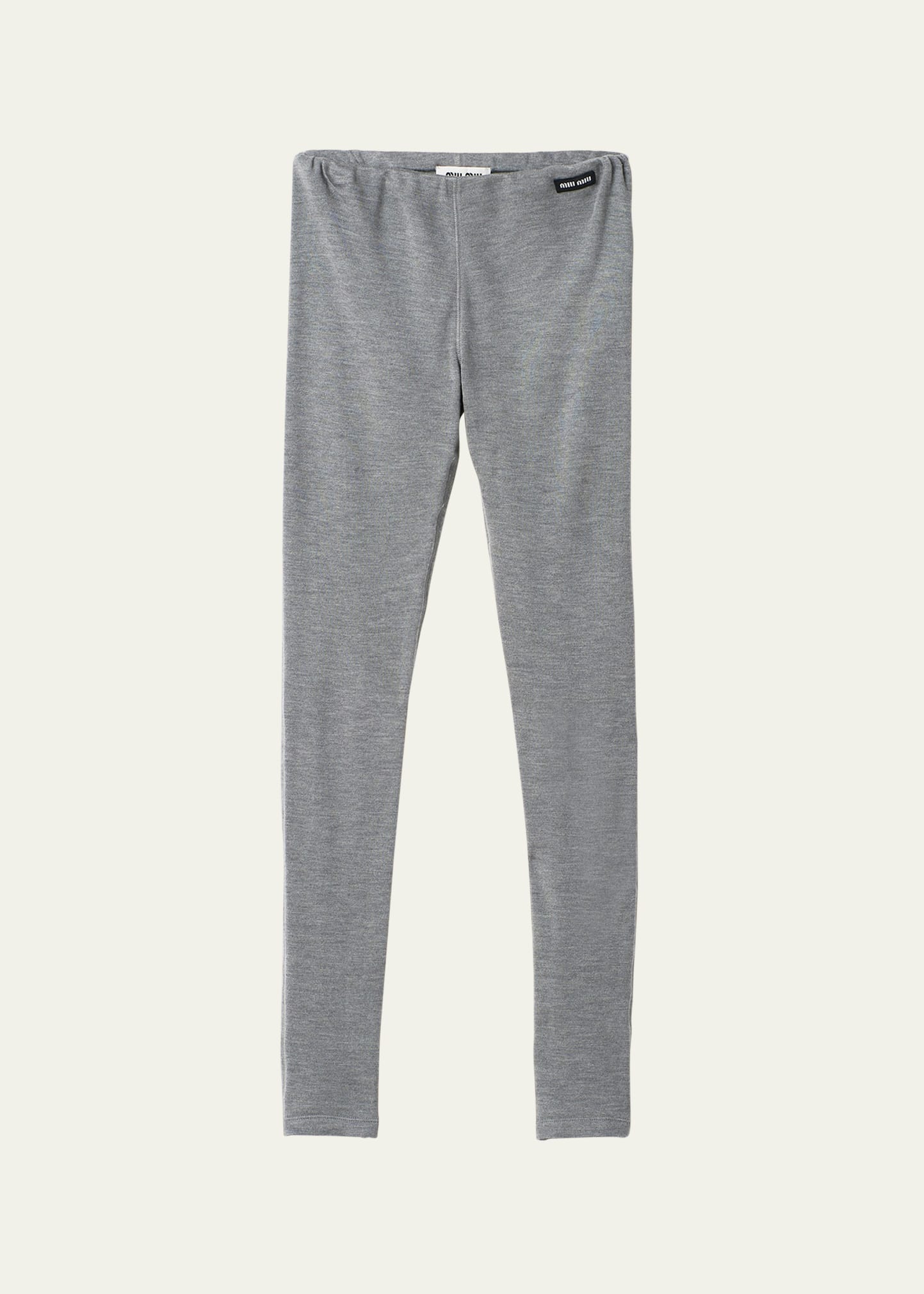 Miu Miu Silk Jersey Leggings In F0002 Nero