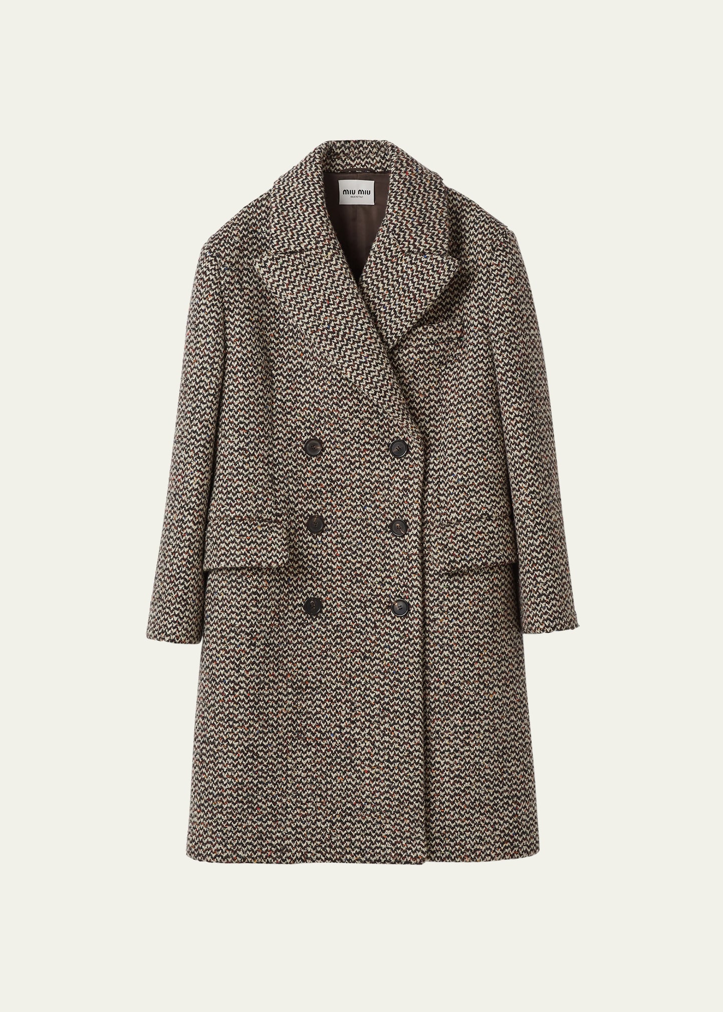 Miu Miu Boucle Double-breasted Oversized Coat In Gray